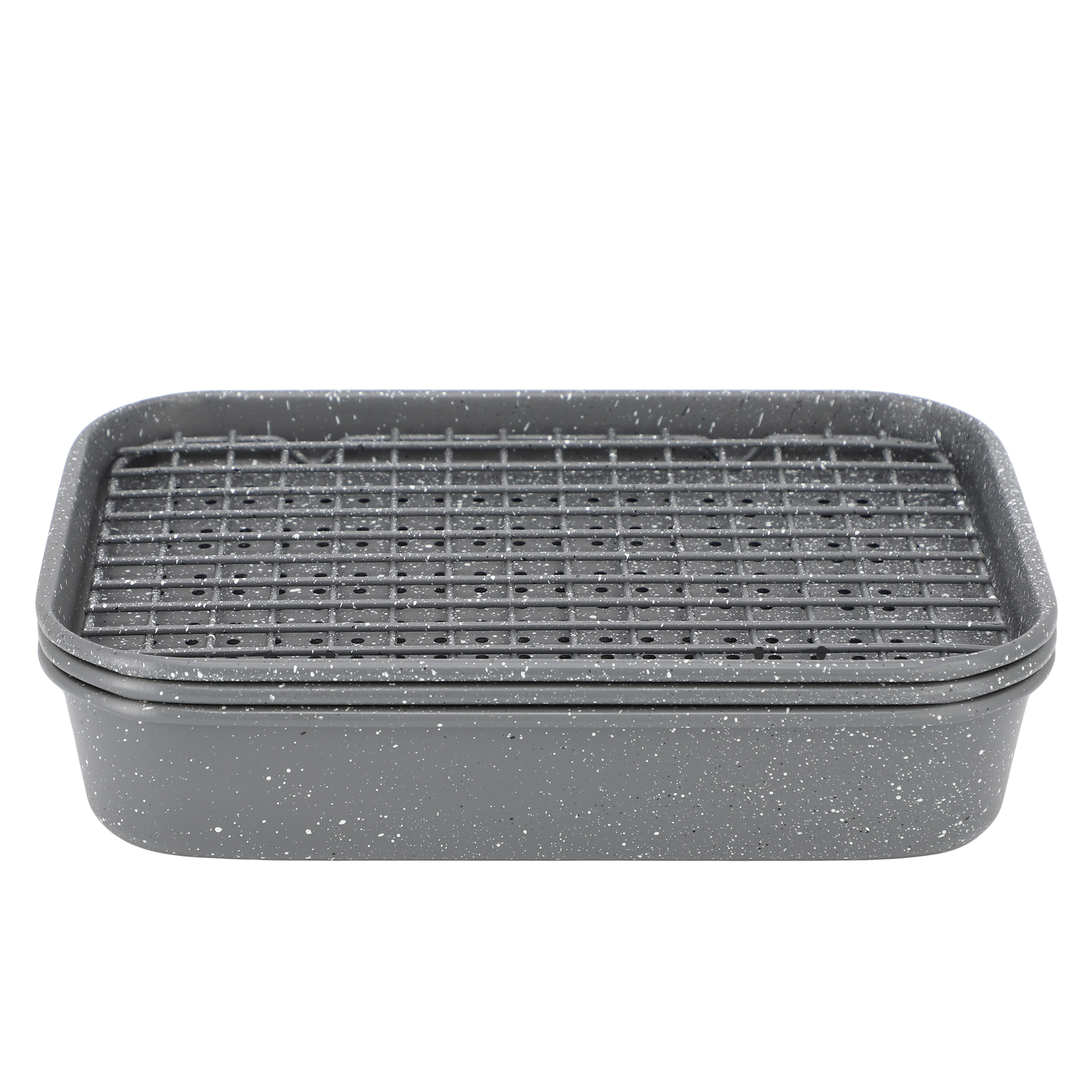 Oster Greystone 4 Piece Nonstick Carbon Steel Toaster Oven Bakeware Set in Speckled Grey
