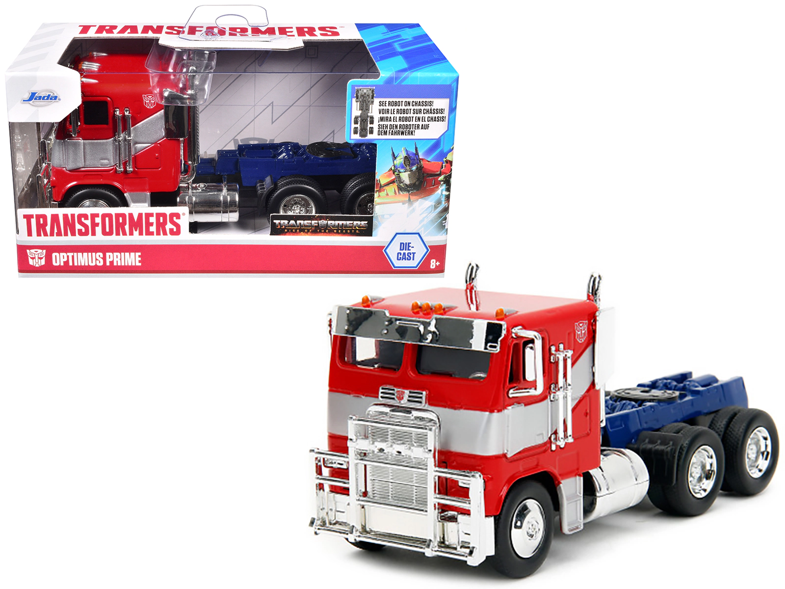 Jada Optimus Prime Tractor Truck Red and Blue with Silver Stripes "Transformers: Rise of the Beasts" (2023)