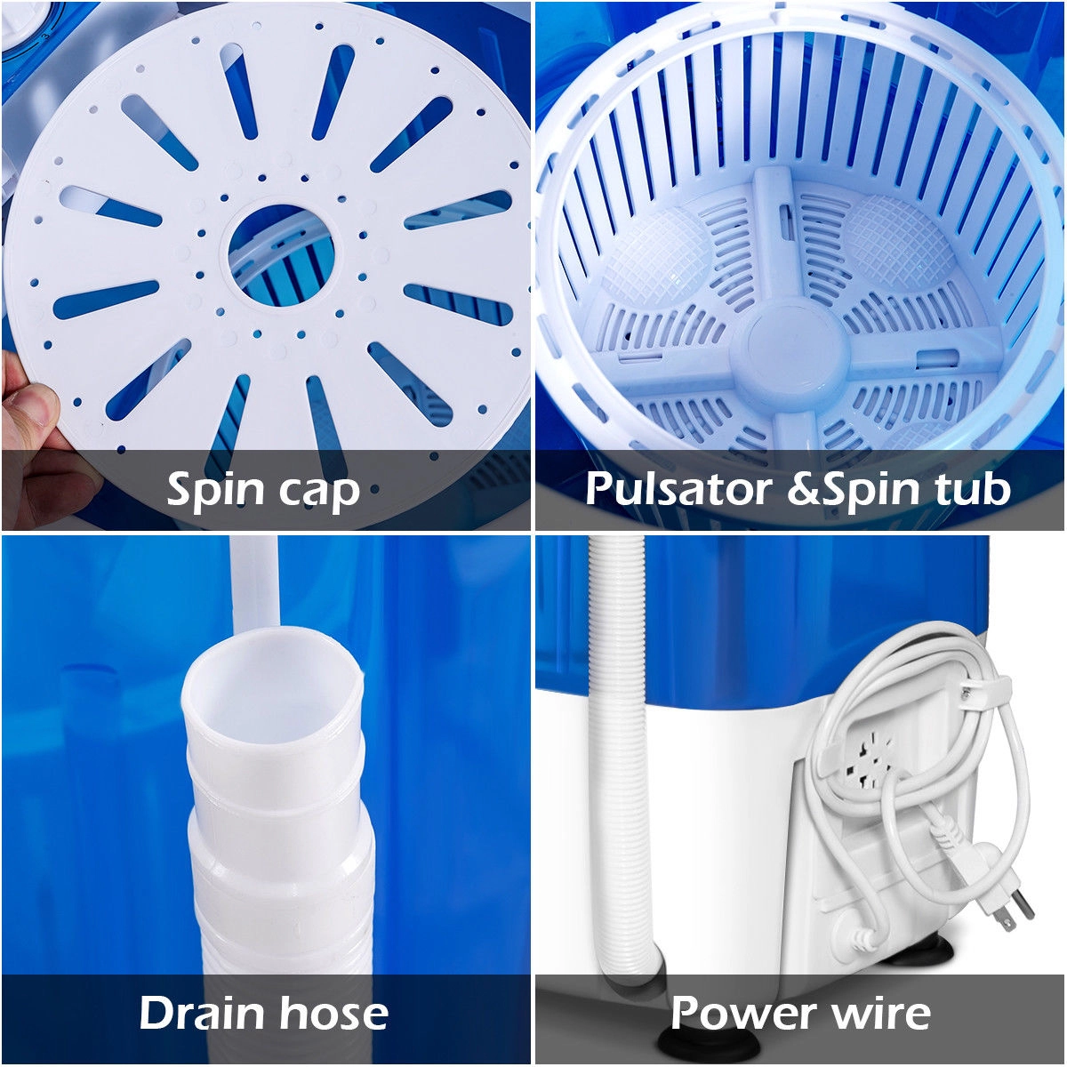 SUGIFT Portable Semi Auto Washing Machine and Dryer 5.5-lb Capacity Blue PP Housing