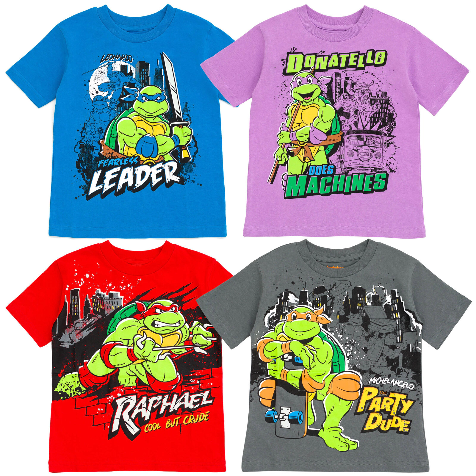 Teenage Mutant Ninja Turtles Boys' 4-Pack T-Shirts