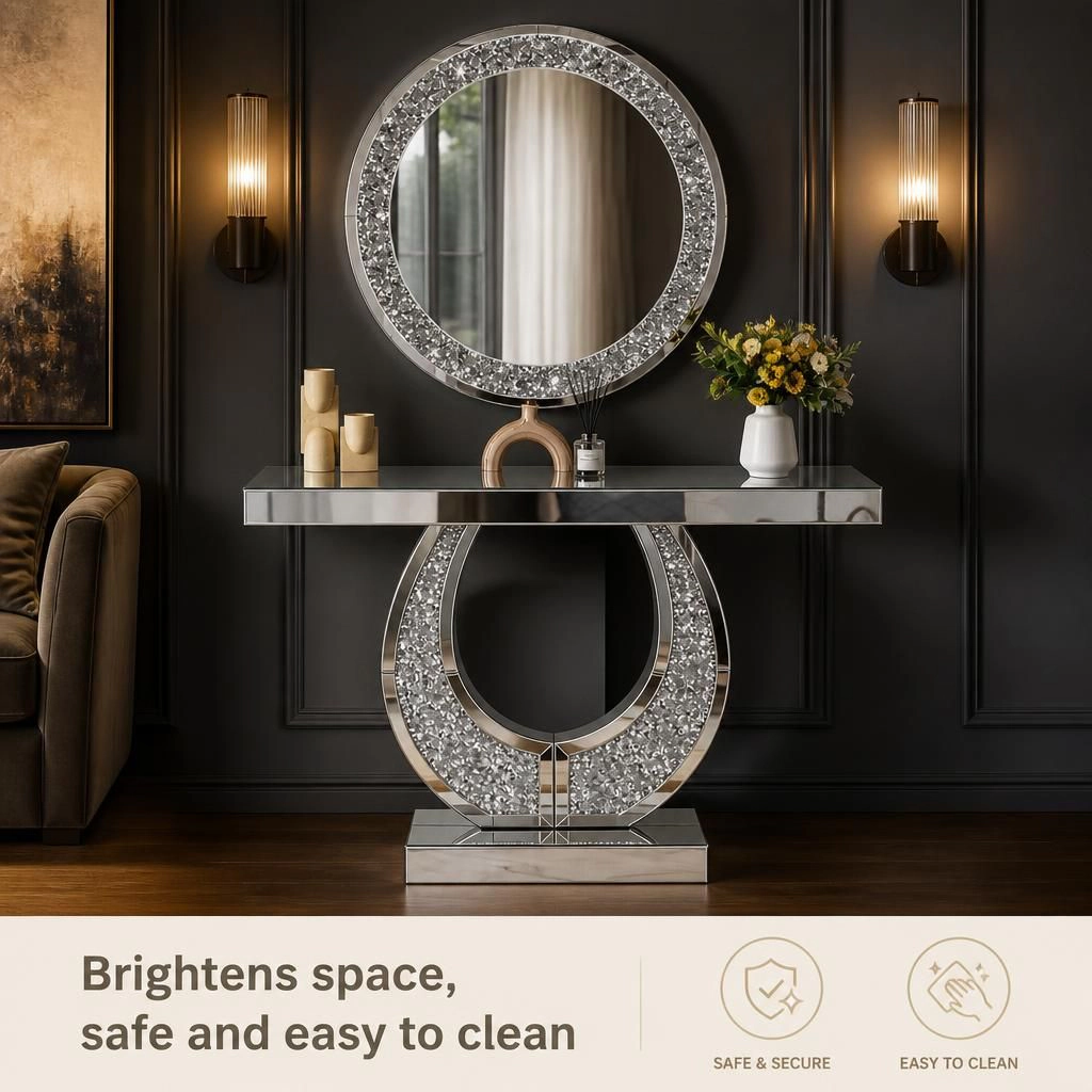 GOODSILO Narrow Slim Rectangular Console Table with Glass Top
