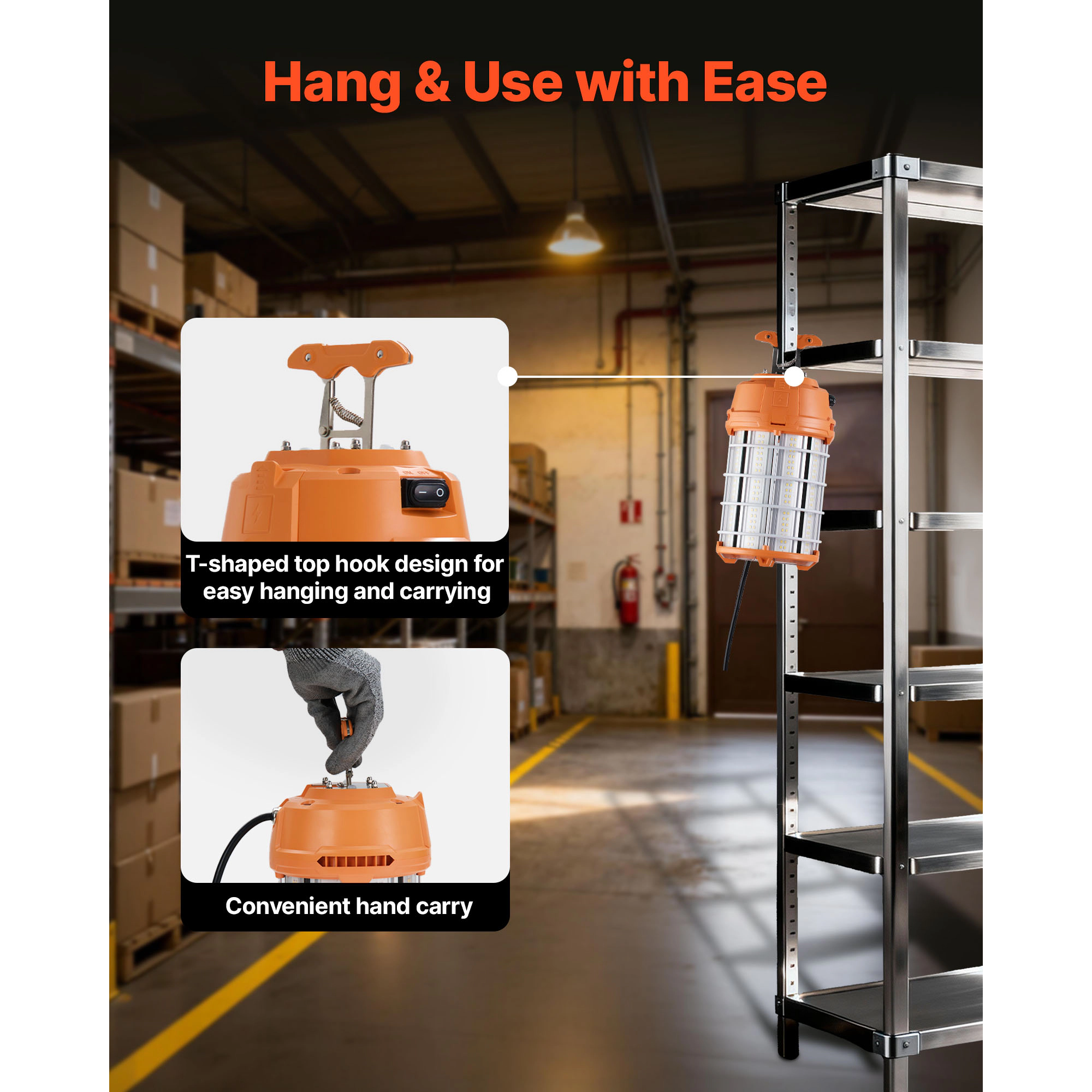 HONGGE LED Temporary Work Light, 5000K Durable & Water-Resistant, Linkable up to Units