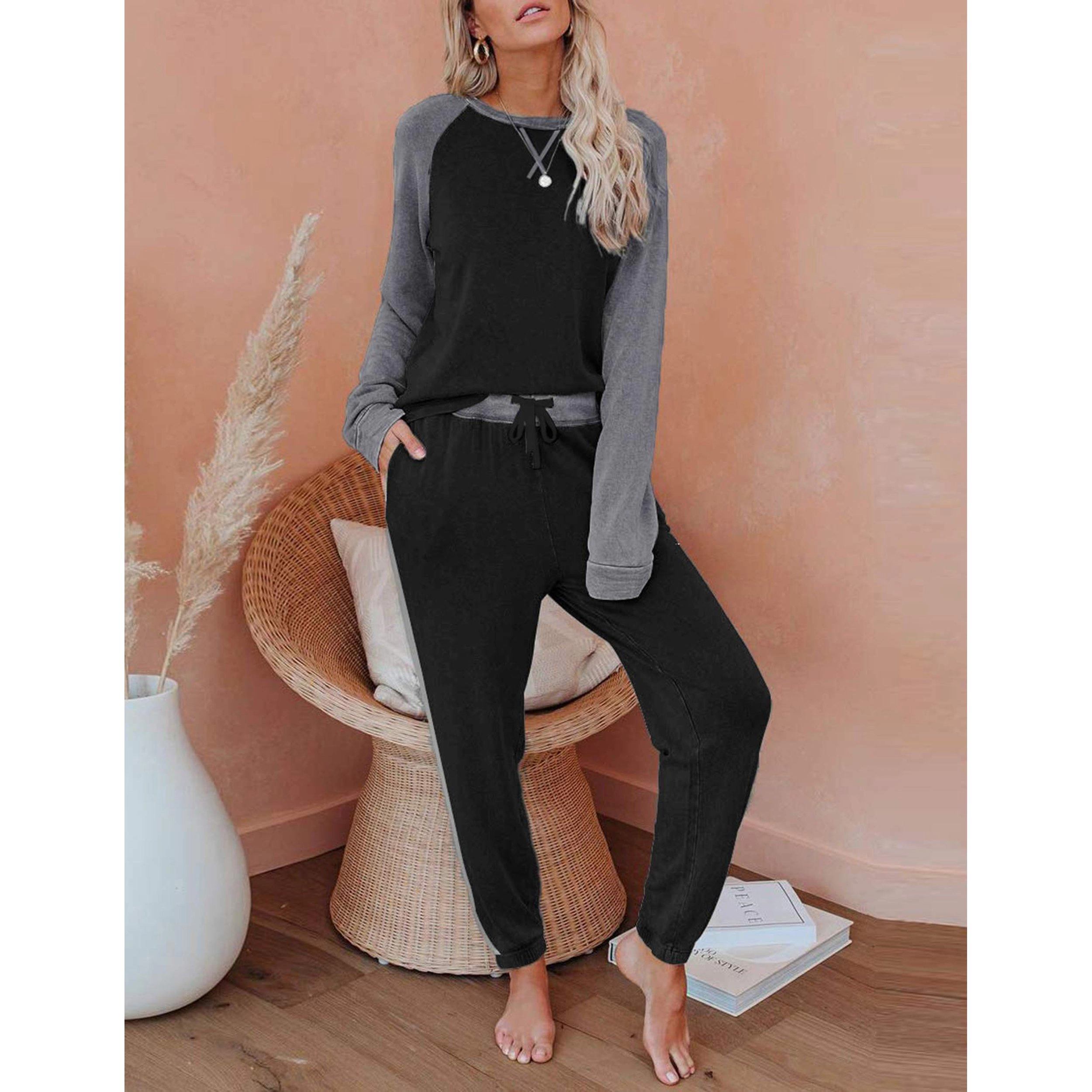 Ekouaer Womens Pajama Set Long Sleeve Pajamas Two Piece Lounge Sweatshirt and Pants