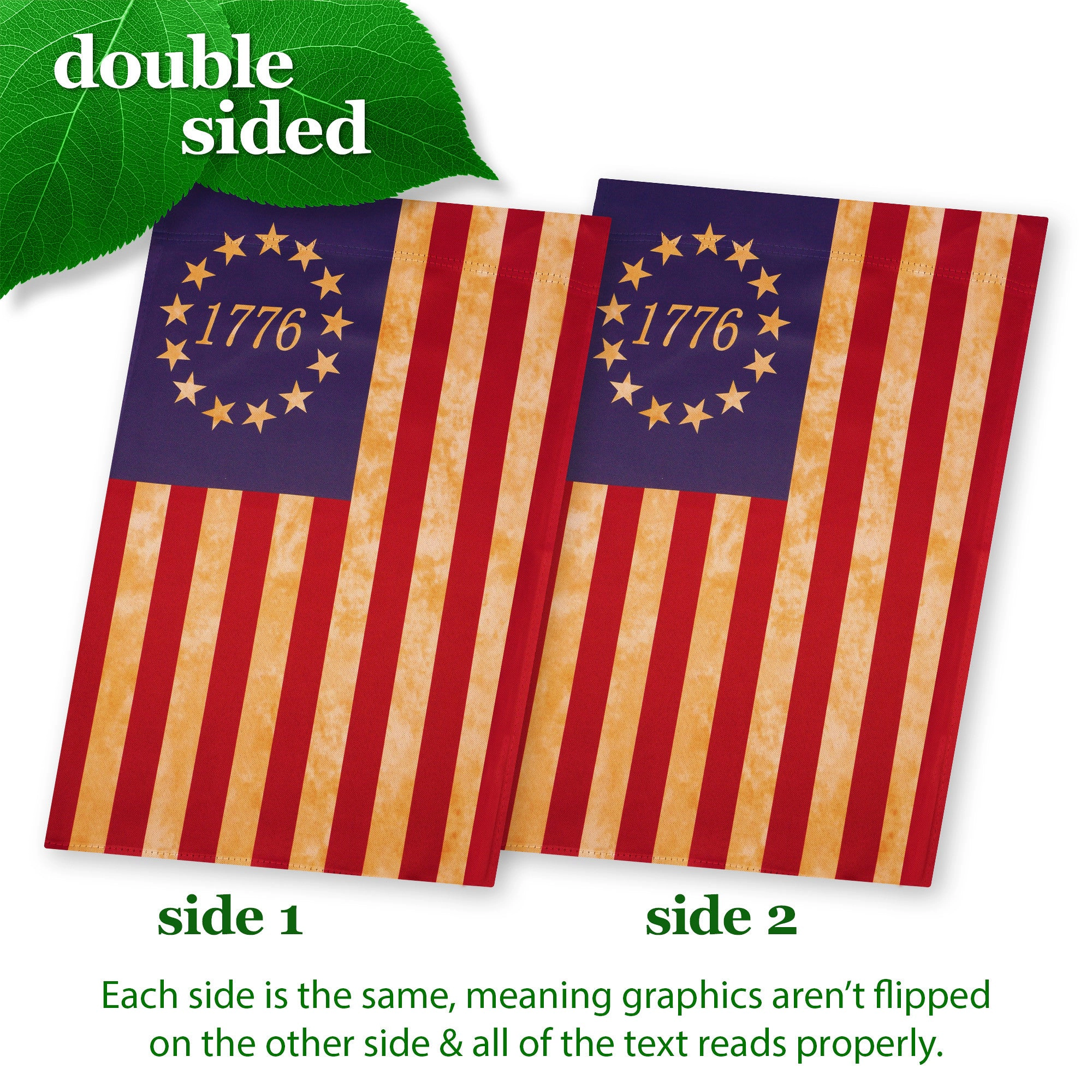 G128 Betsy Ross 1776 Tea-Stained House Flag 28x40in Double-Sided Blockout Polyester