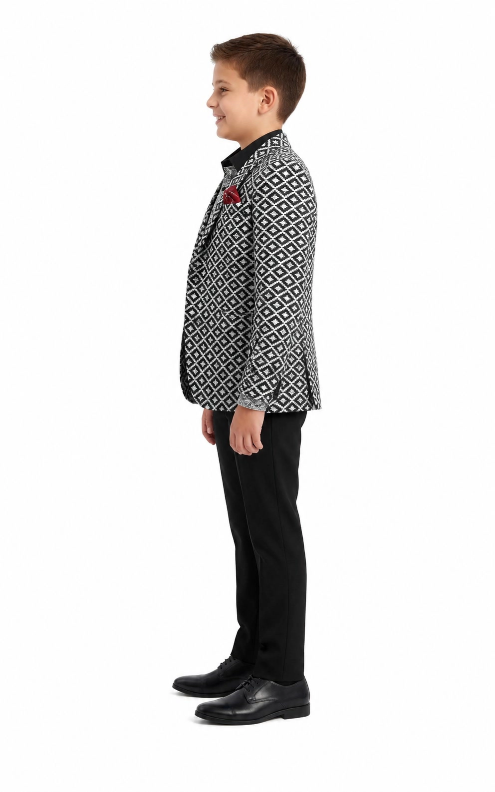 Elie Balleh Boys Slim Fit Stamp Boucle Blazer