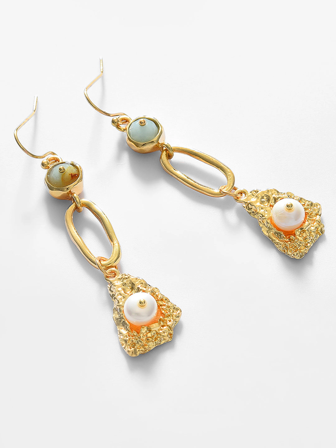 SOHI Women's Gold Plated Pearl Beaded Drop Earring