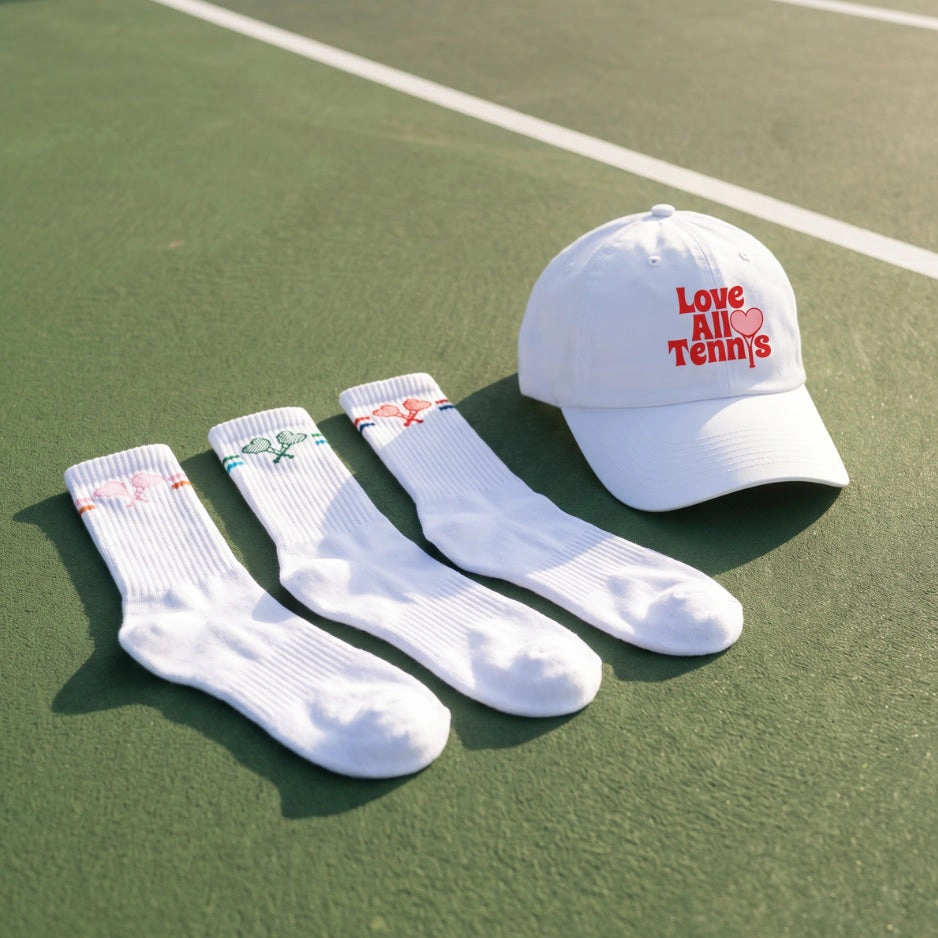 Love All Court Classics Set - 3-Pack Socks and Signature White Hat
