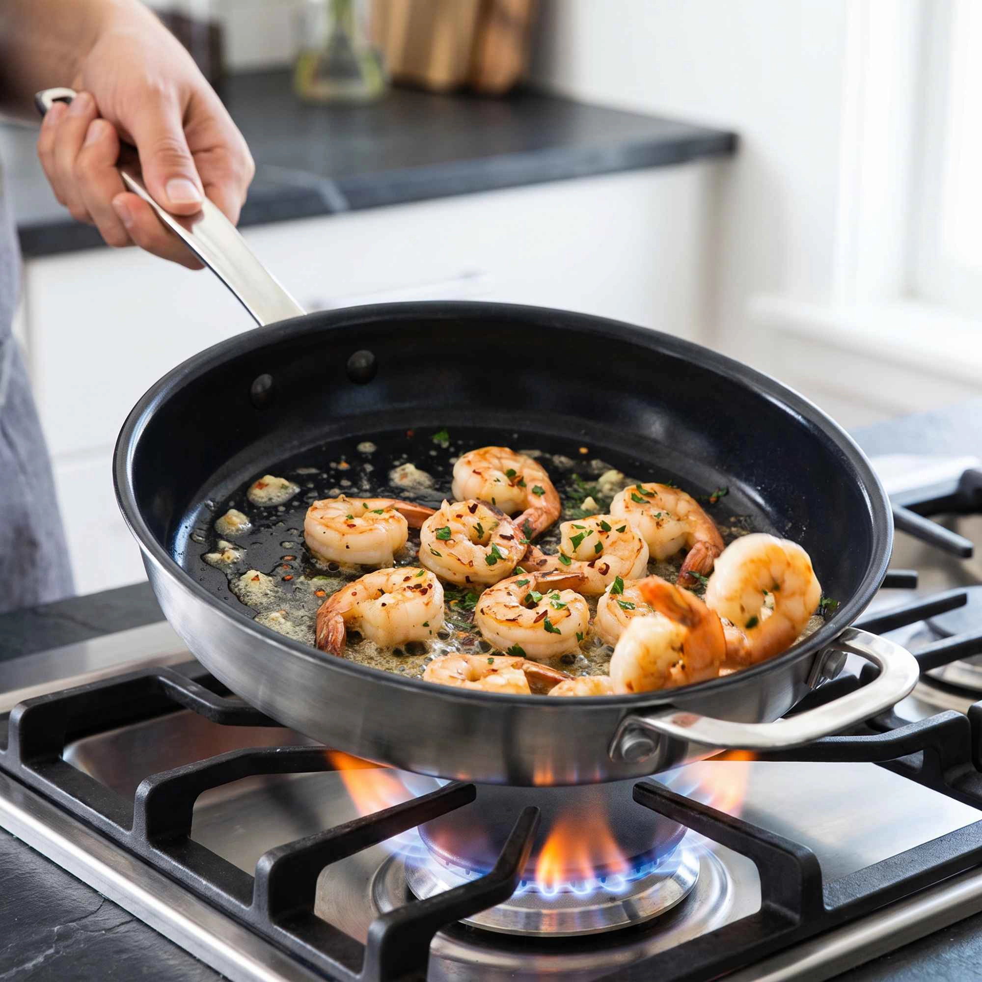 Alva Maestro Ceramic Nonstick Stainless Steel Frying Pan with Glass Lid