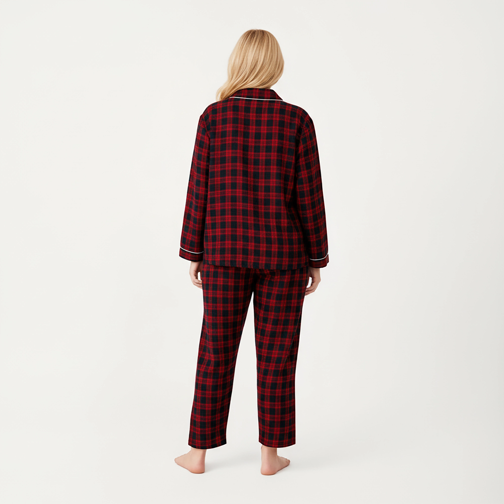 Anna-Kaci Women's Plus 2-Piece Plaid Button Front Pajama Top with Soft Brushed Fabric Matching Relaxed-Fit Pants