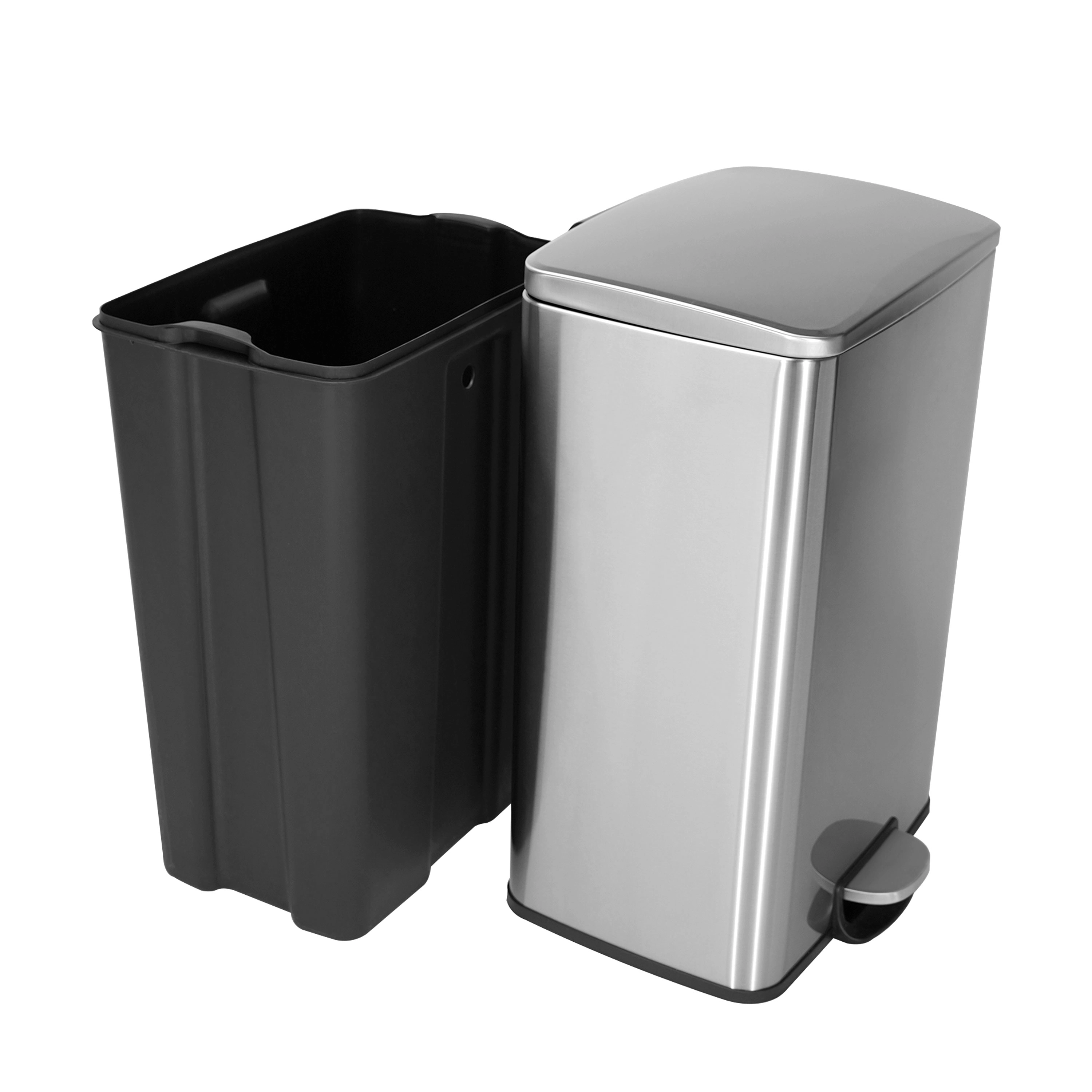 Innovaze 13 Gal./50 Liter Rectangular Stainless Steel Step-on Trash Can for Kitchen