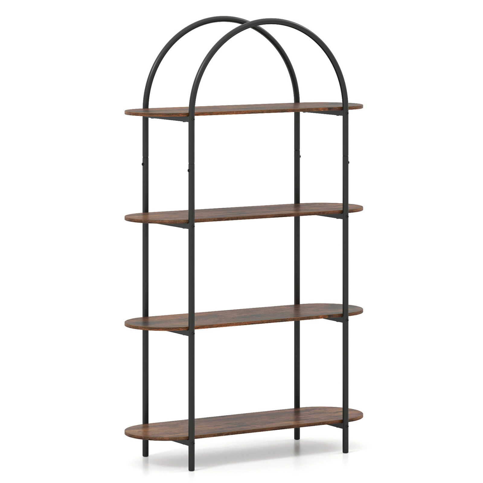 SUGIFT 4-Tier Arched Open Bookcase with Sturdy Metal Frame