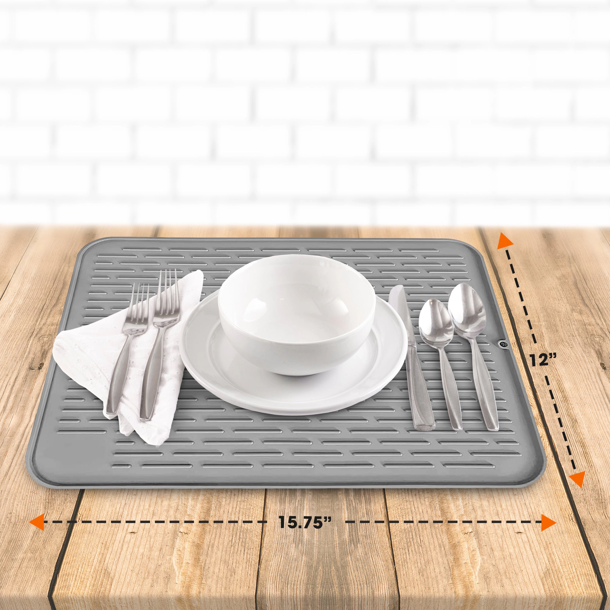Cheer Collection Silicone Dish Drying Mat for Kitchen Counter