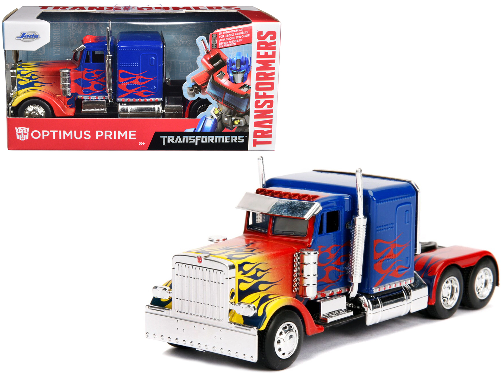 Jada Optimus Prime Truck with Robot on Chassis from "Transformers" Movie "Hollywood Rides" Series 1/32 Diecast