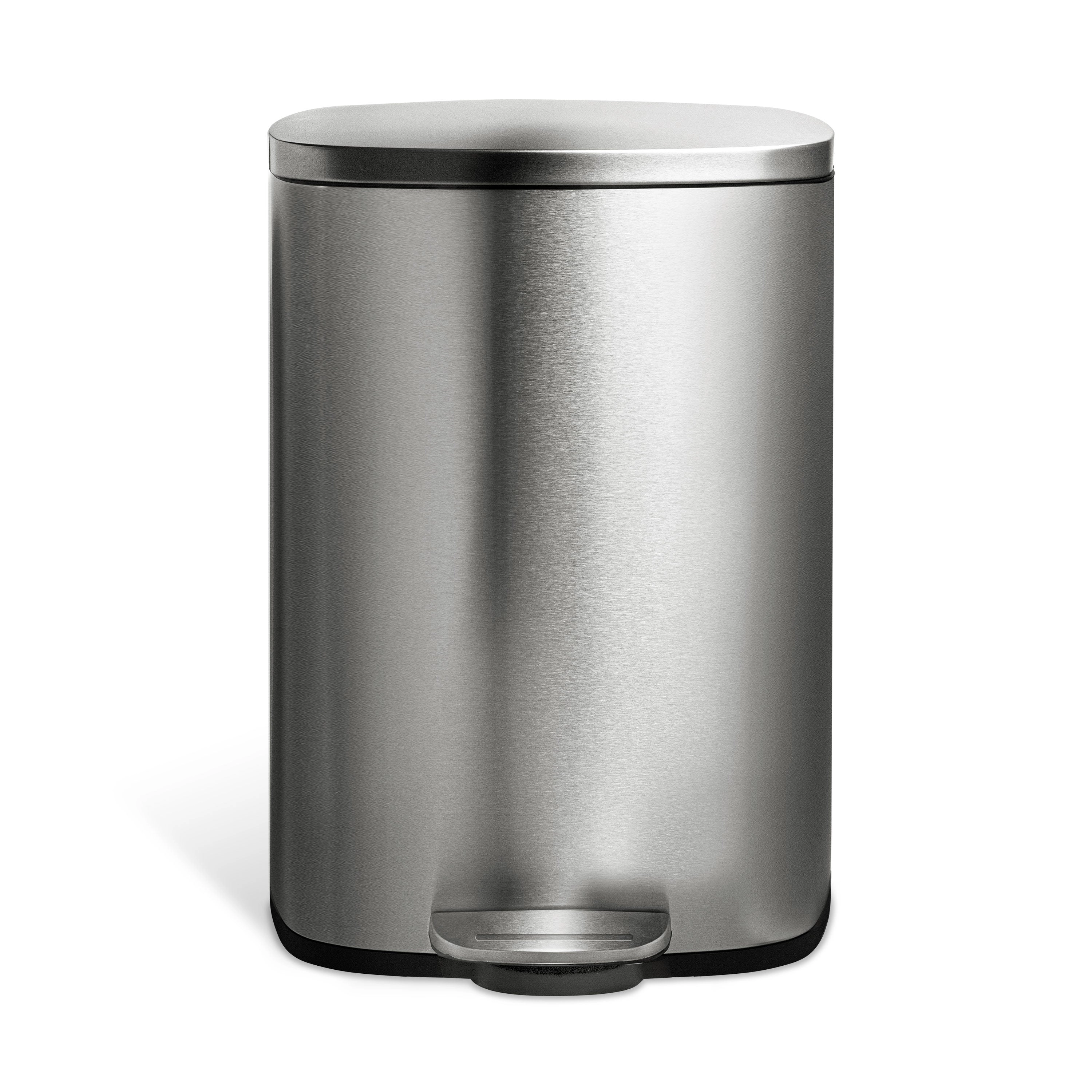 Ninestars Rectangular 13.2-Gallon Stainless Steel Step-On Trash Can