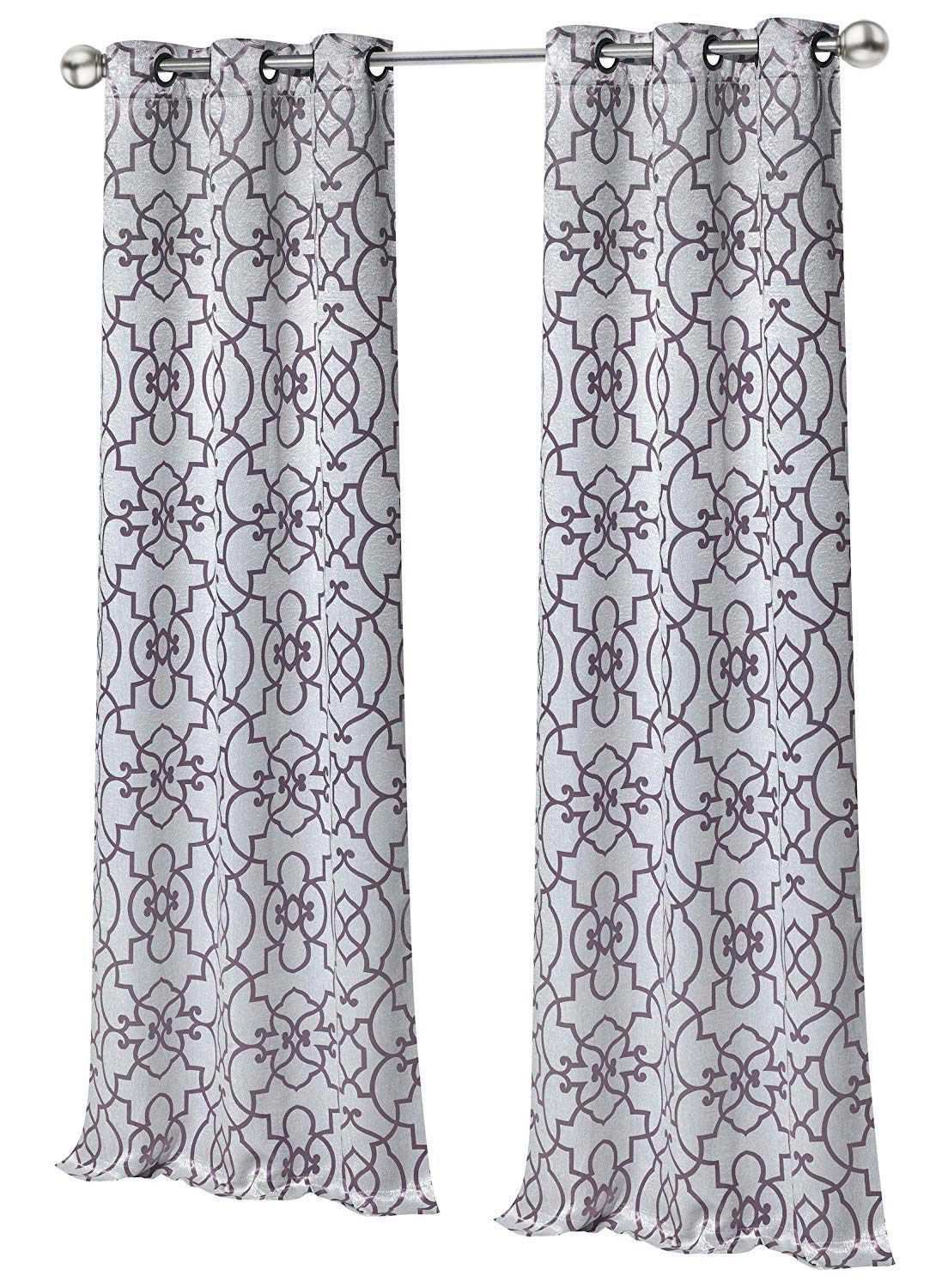 Kate Aurora 2 Pack Reversible Geometric Room Darkening Grommet Curtains