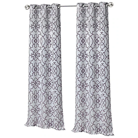 Kate Aurora 2 Pack Reversible Geometric Room Darkening Grommet Curtains