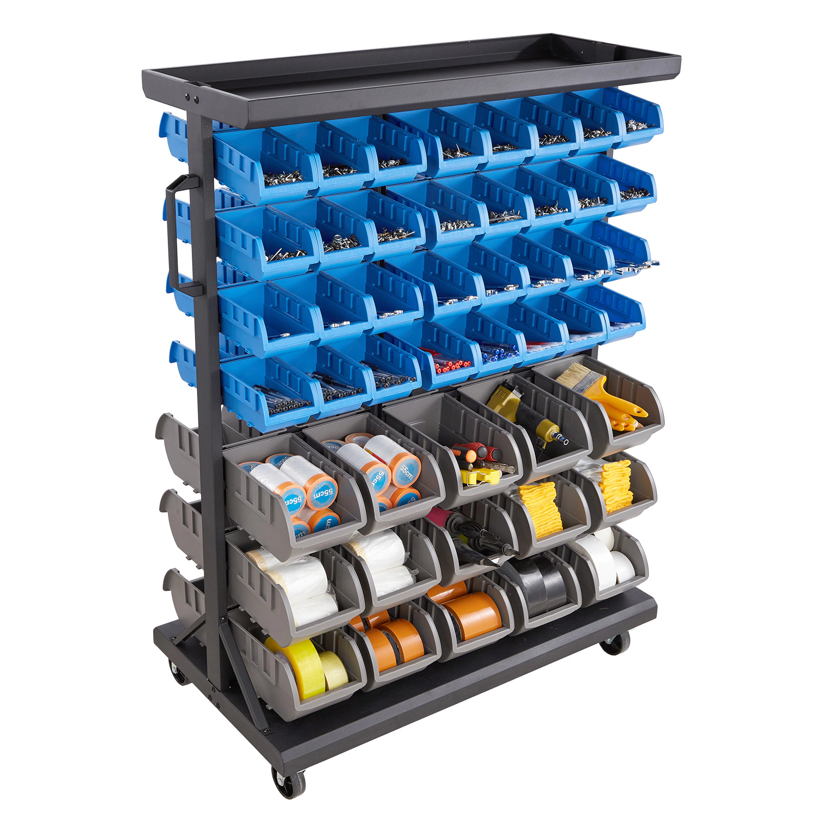 HONGGE Rolling Bin Storage Rack Bins with Wheels for Garage Warehouse