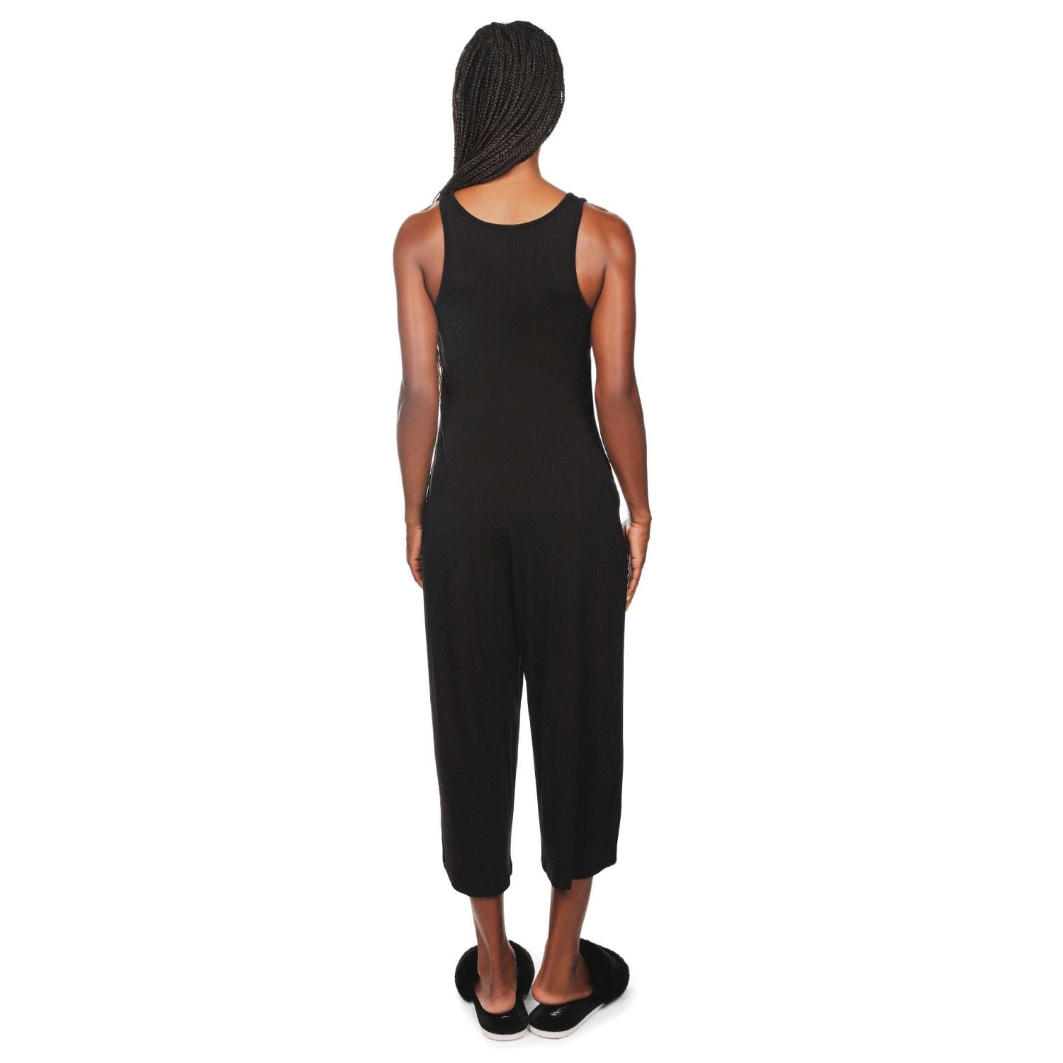 MeMoi Women's V-Neck Luxe Rib Fitted Capri Style Romper