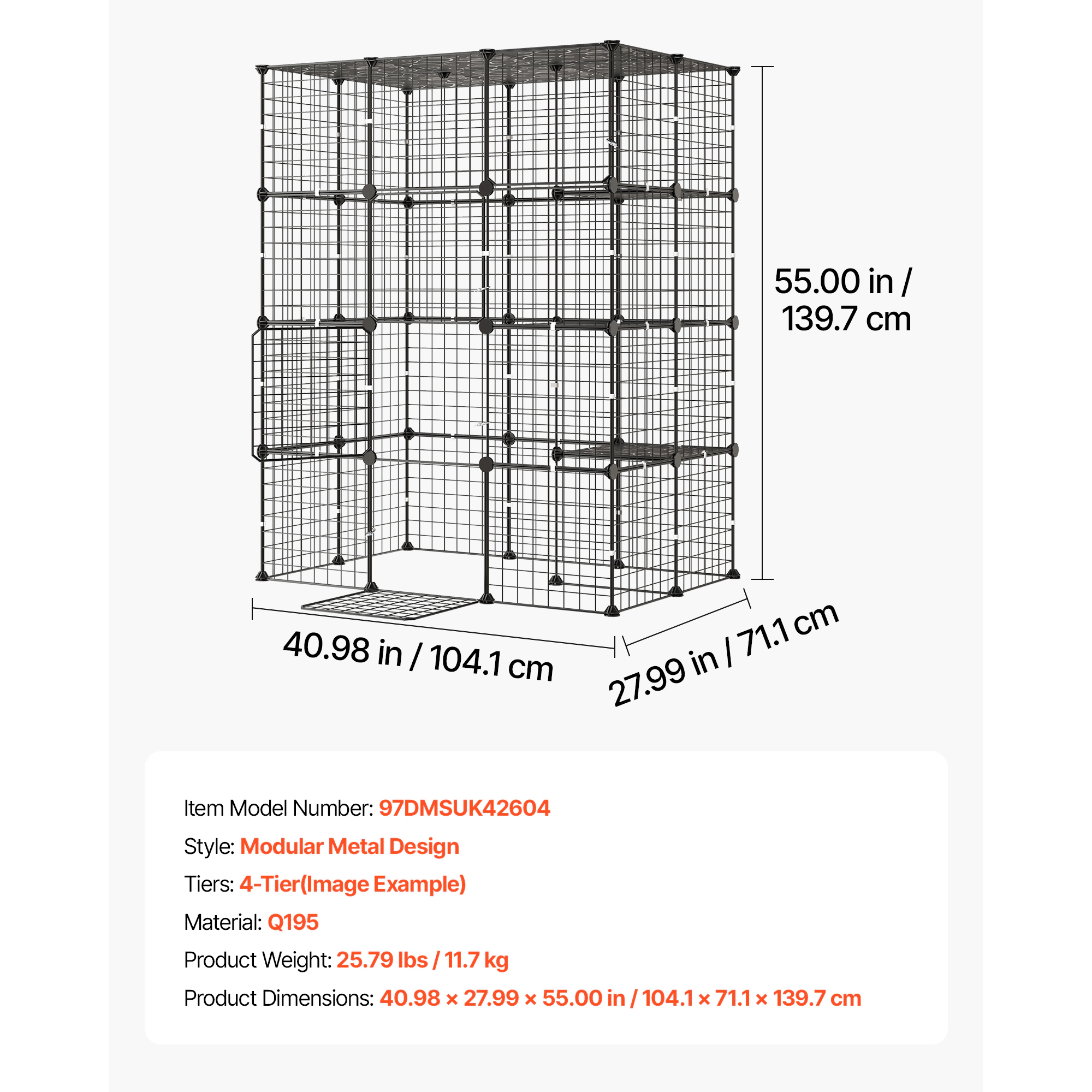 HONGGE Cat Cage Large DIY Cat Playpen Indoor Enclosure Detachable Metal Wire Kennel Crate with Exercise Place for Cats