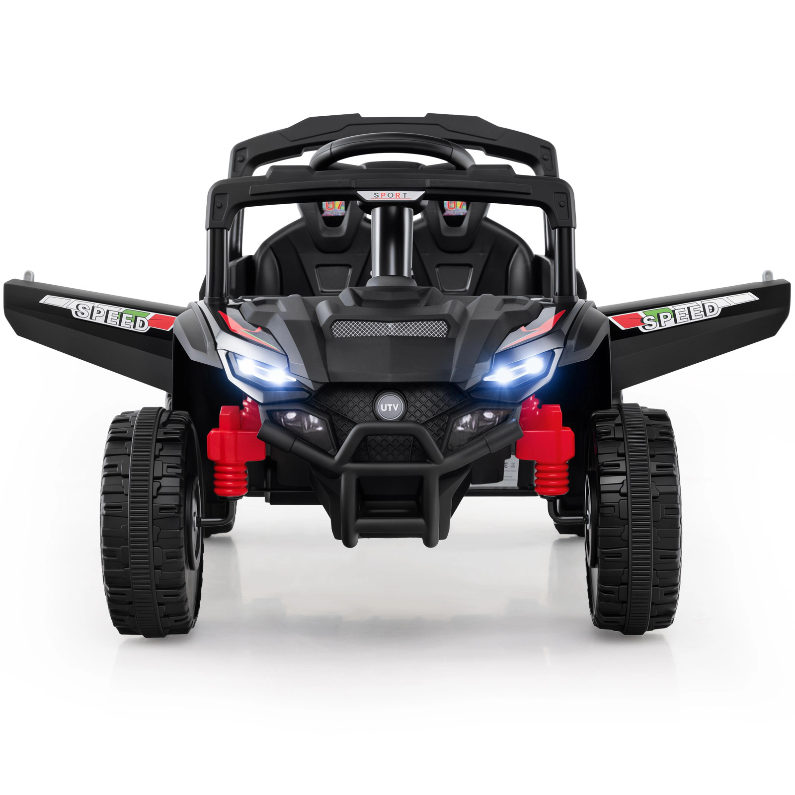 LJG 12V Kids Ride on Car UTV Electric Vehicle with LED Lights Music and Horn