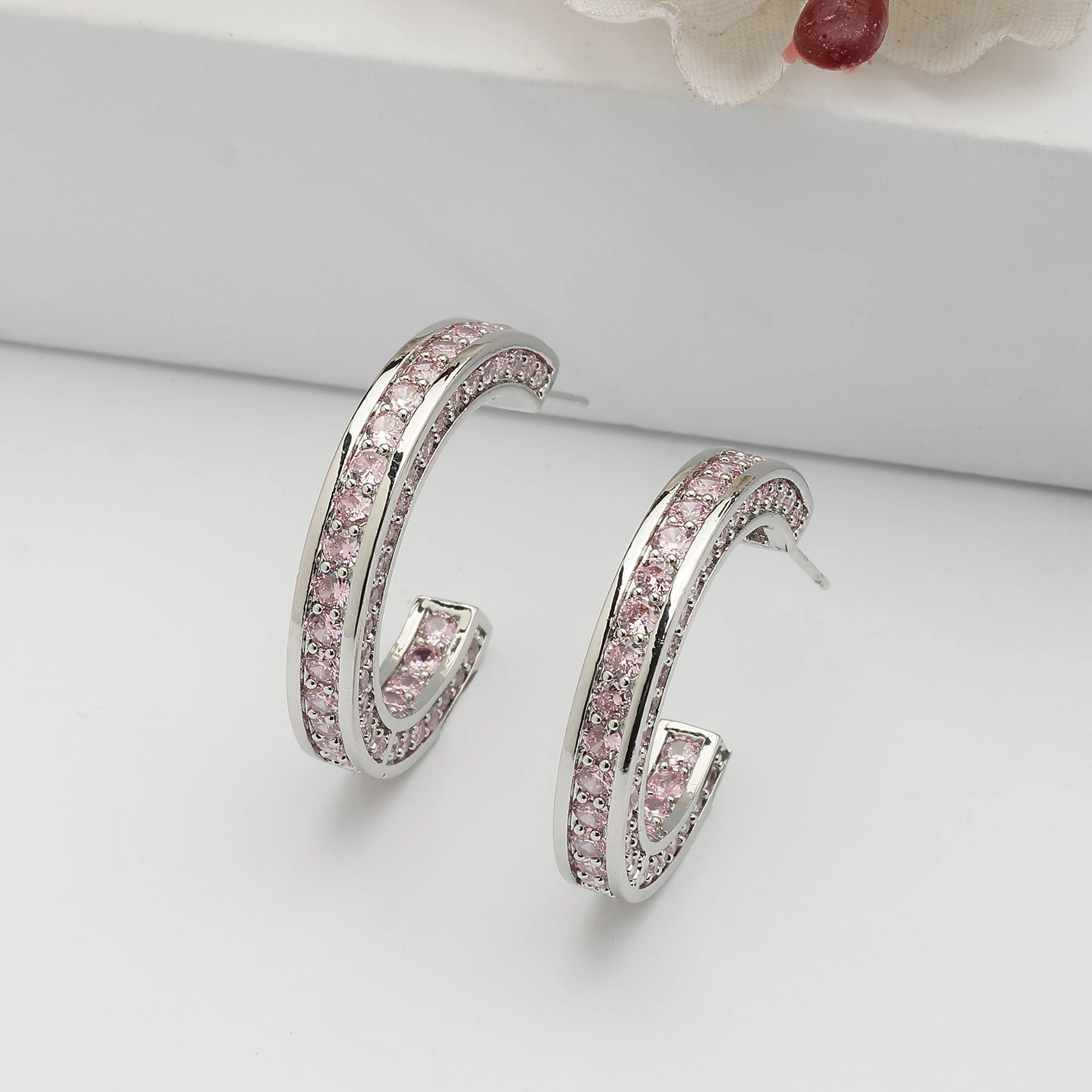AGP PARIS Womens Pink Symphony Hoop Earrings