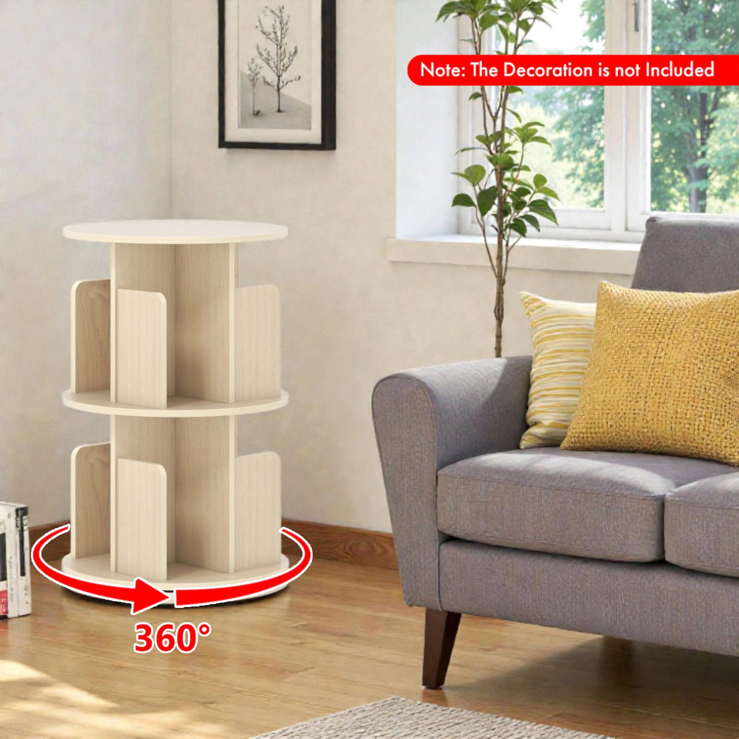 Hivvago 360° Rotating 2-Layer Bookshelf with Safety Baffles