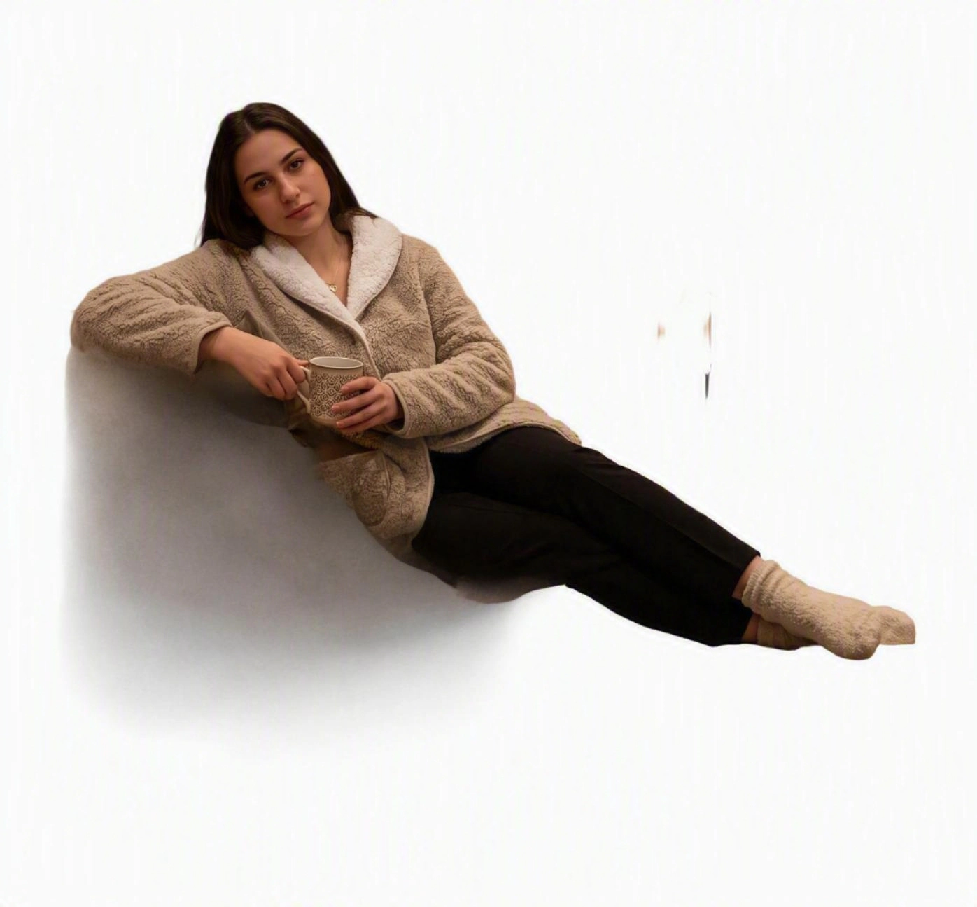 Loungees Sherpa Reversible Button Front Bed Jacket  Lounge