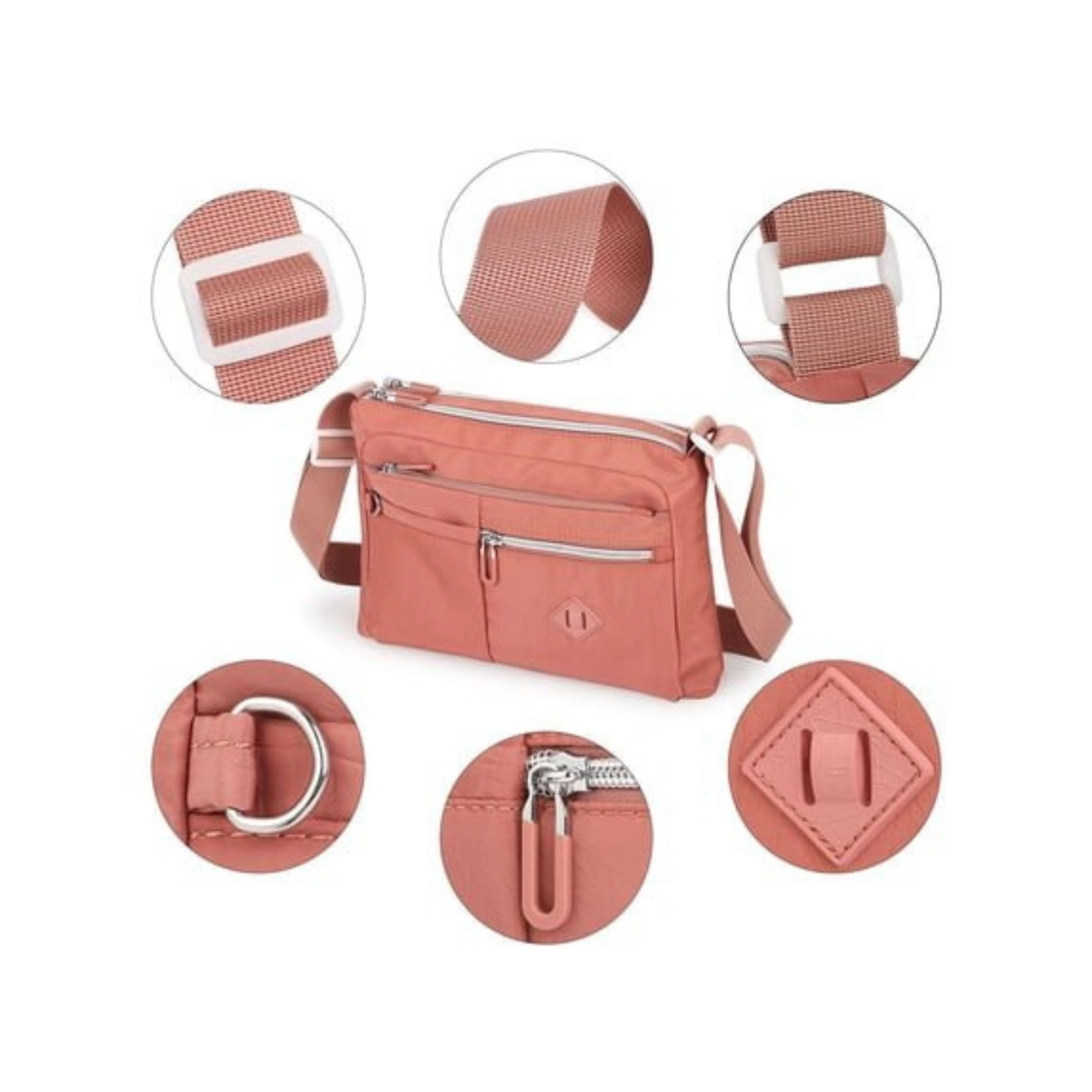 Home Collection Women’s Waterproof Nylon Crossbody Bag with Multiple Pockets