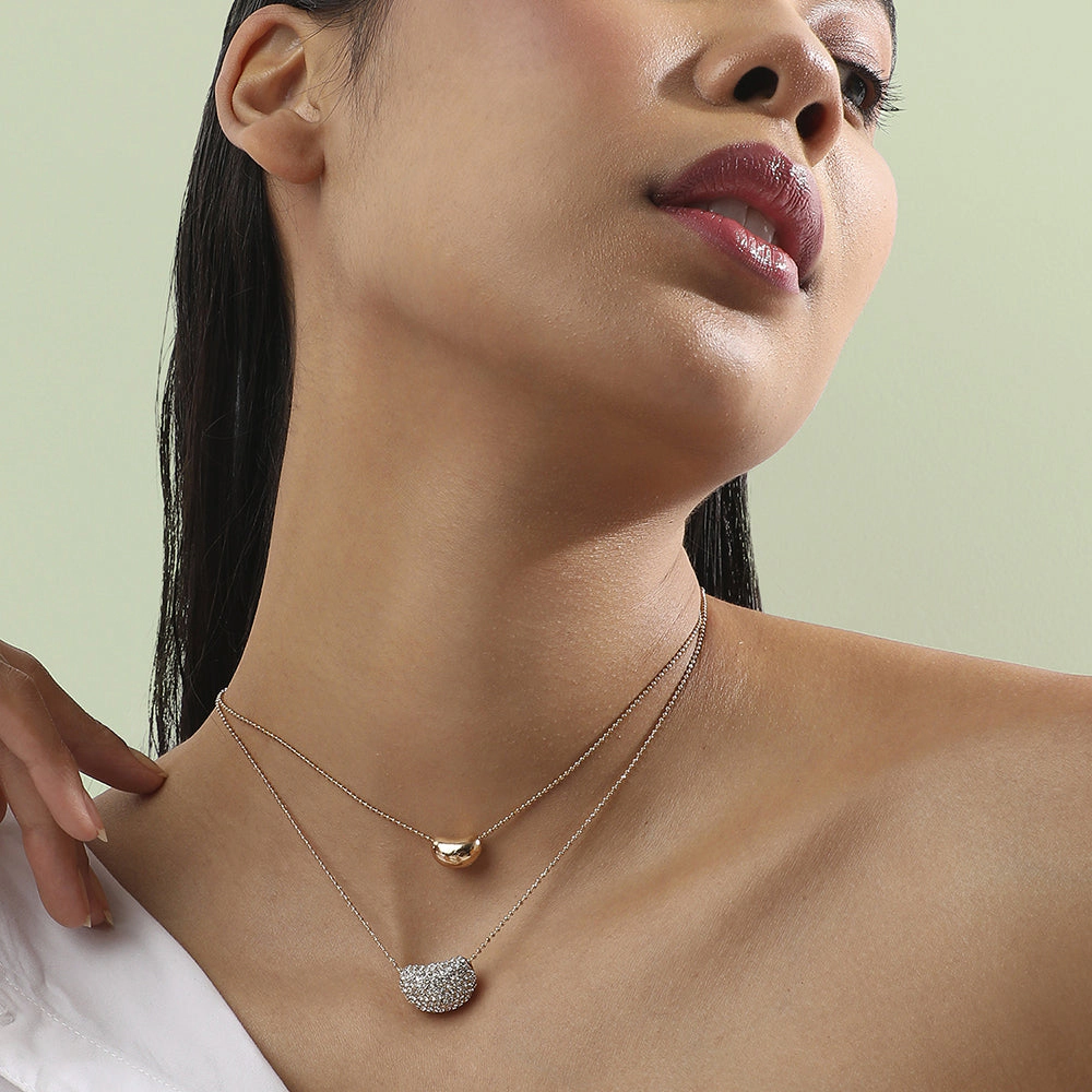SOHI Women's Bling Bean Multi-Layer Necklace