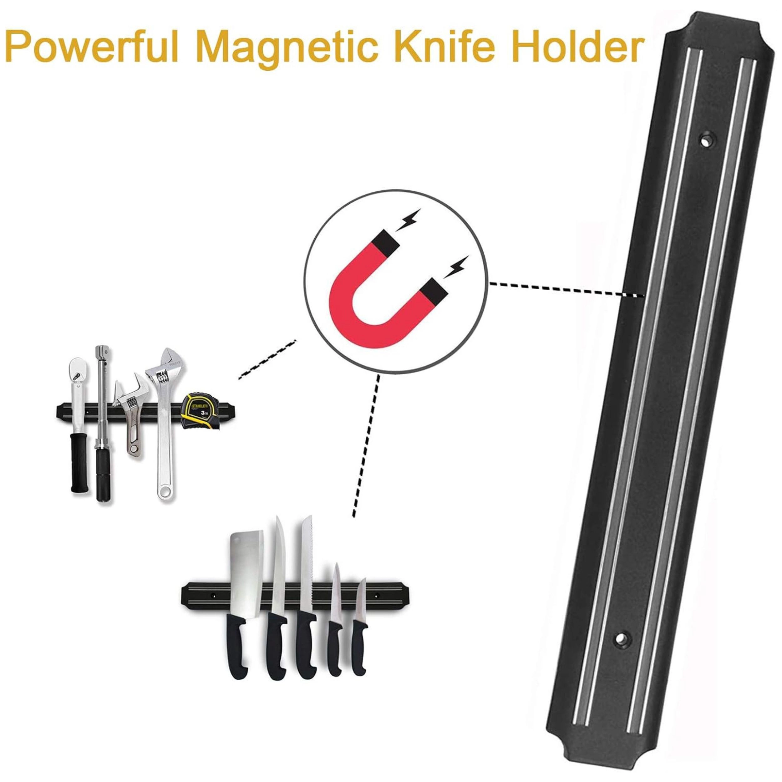Stock Preferred Pack of 2 Magnetic Knife Storage Strips Multipurpose Kitchen Rack 15 Inch