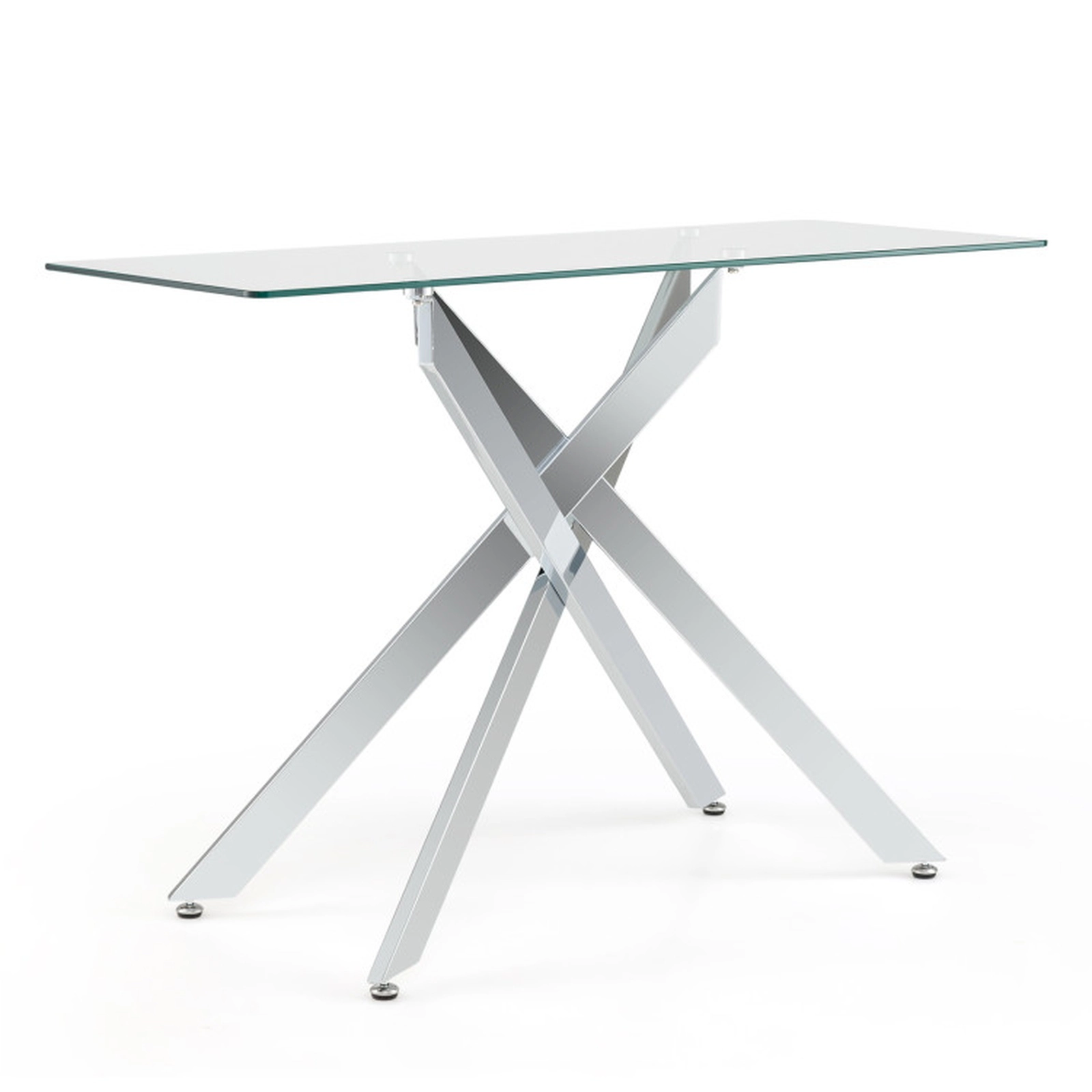 SUGIFT Tempered Glass Top Modern Console Table 31-in Tall 110-lb Capacity 1-Piece Silver