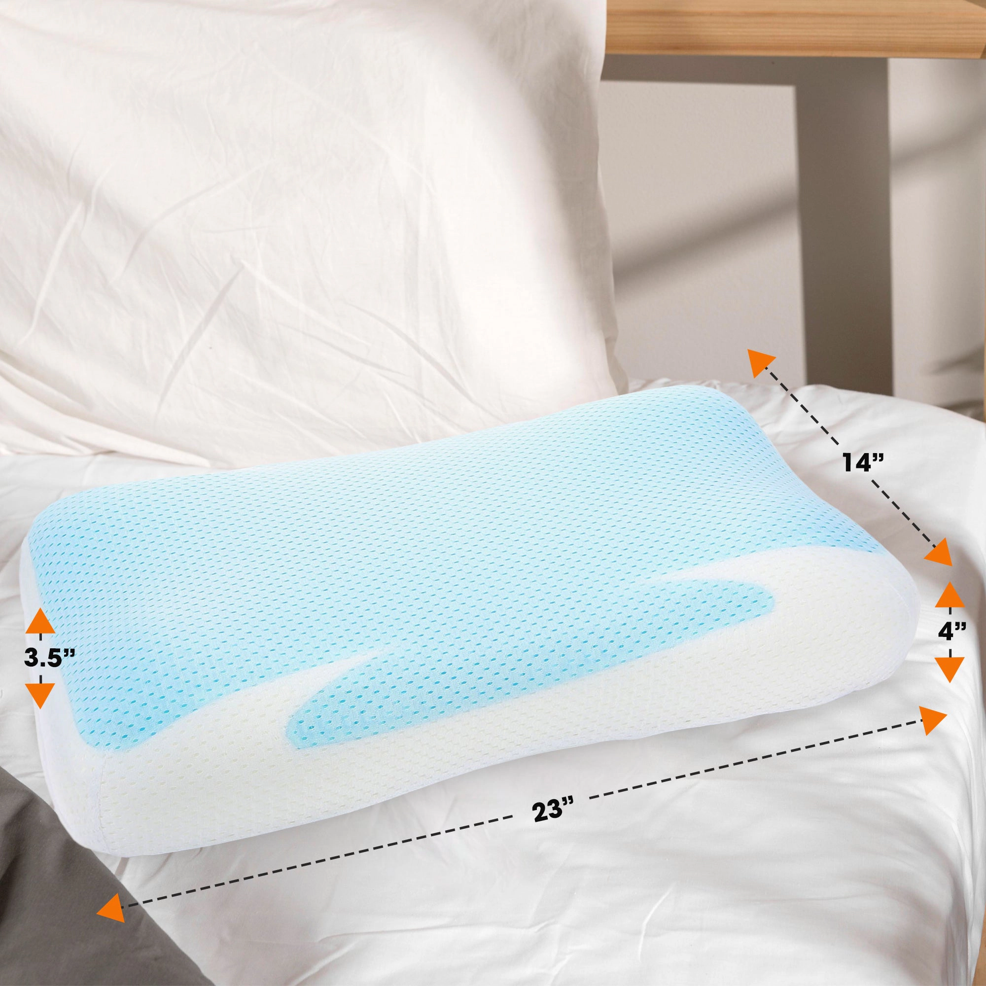 Cheer Collection Gel Memory Foam Cooling Pillow, 23"x14", Washable Cover