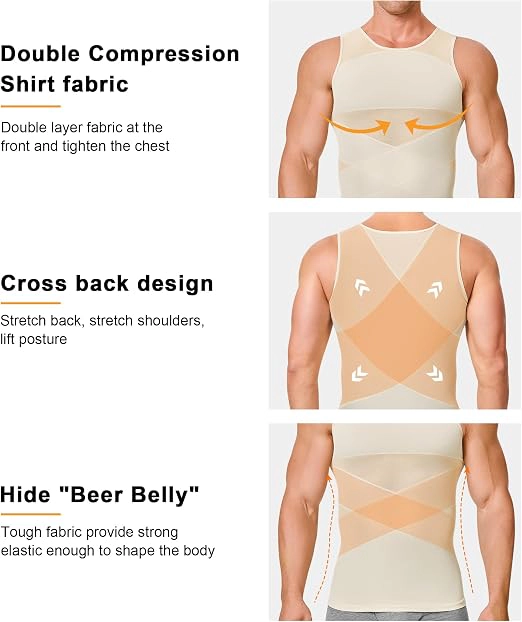 Nebility Mens Compression Tank Top Body Shaper Sleeveless Vest