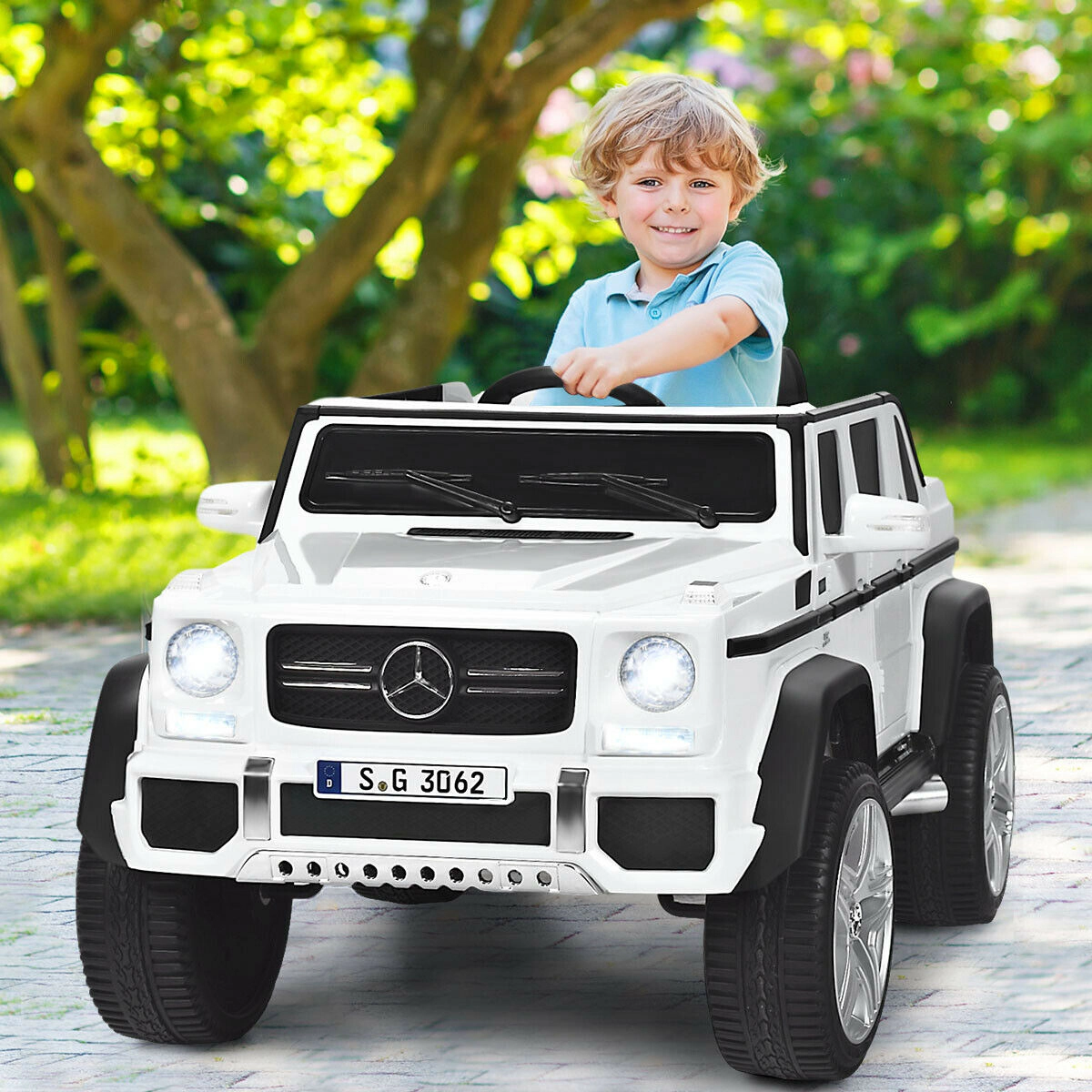 SUGIFT 12V Licensed Mercedes-Benz Maybach Kids Ride On Car 66-lb Capacity Ages 3-6 Remote Control LED Lights White
