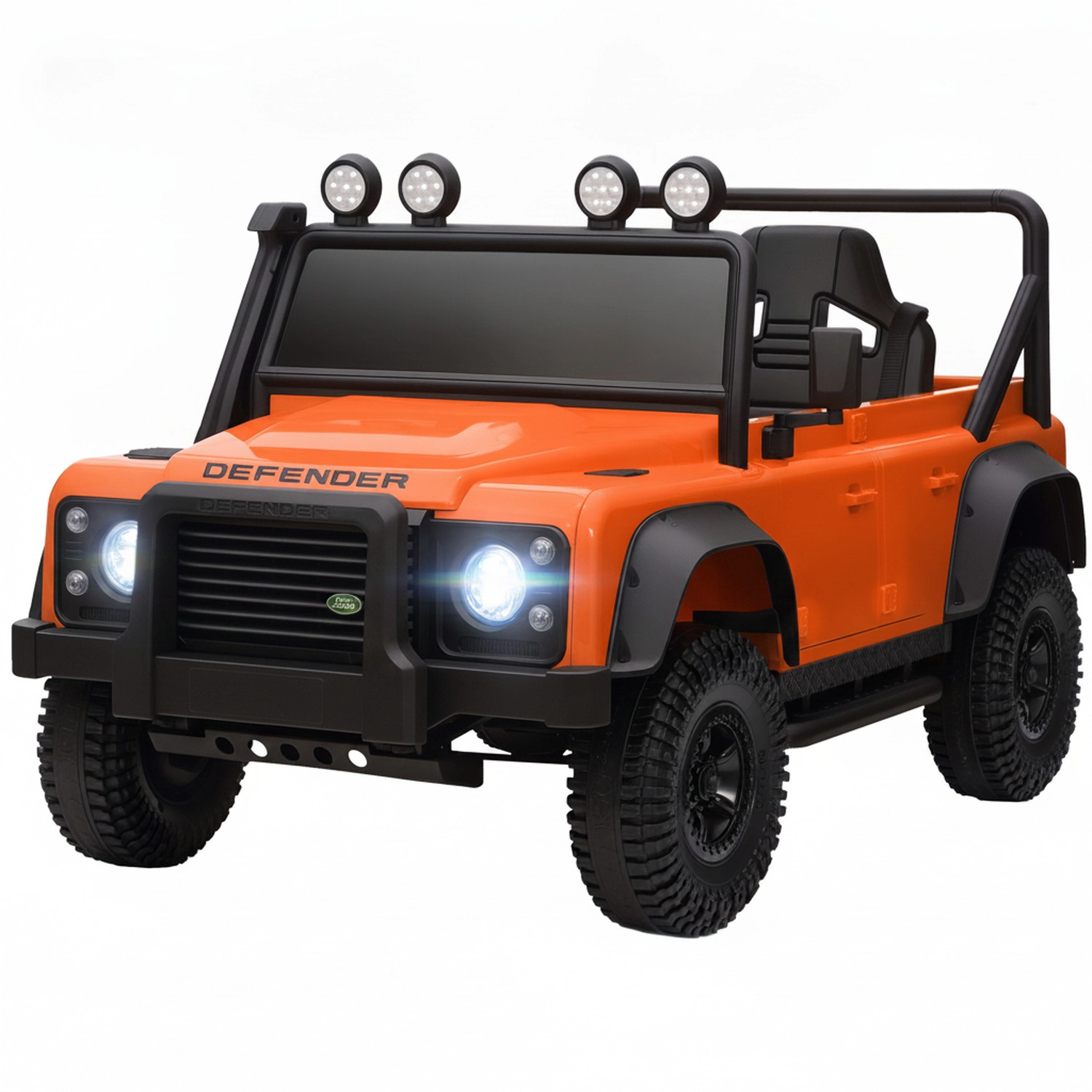 HONGGE Land Rover Defender 110 SVX Licensed Kids Electric Ride On Car with Remote Control, LED Lights, Orange