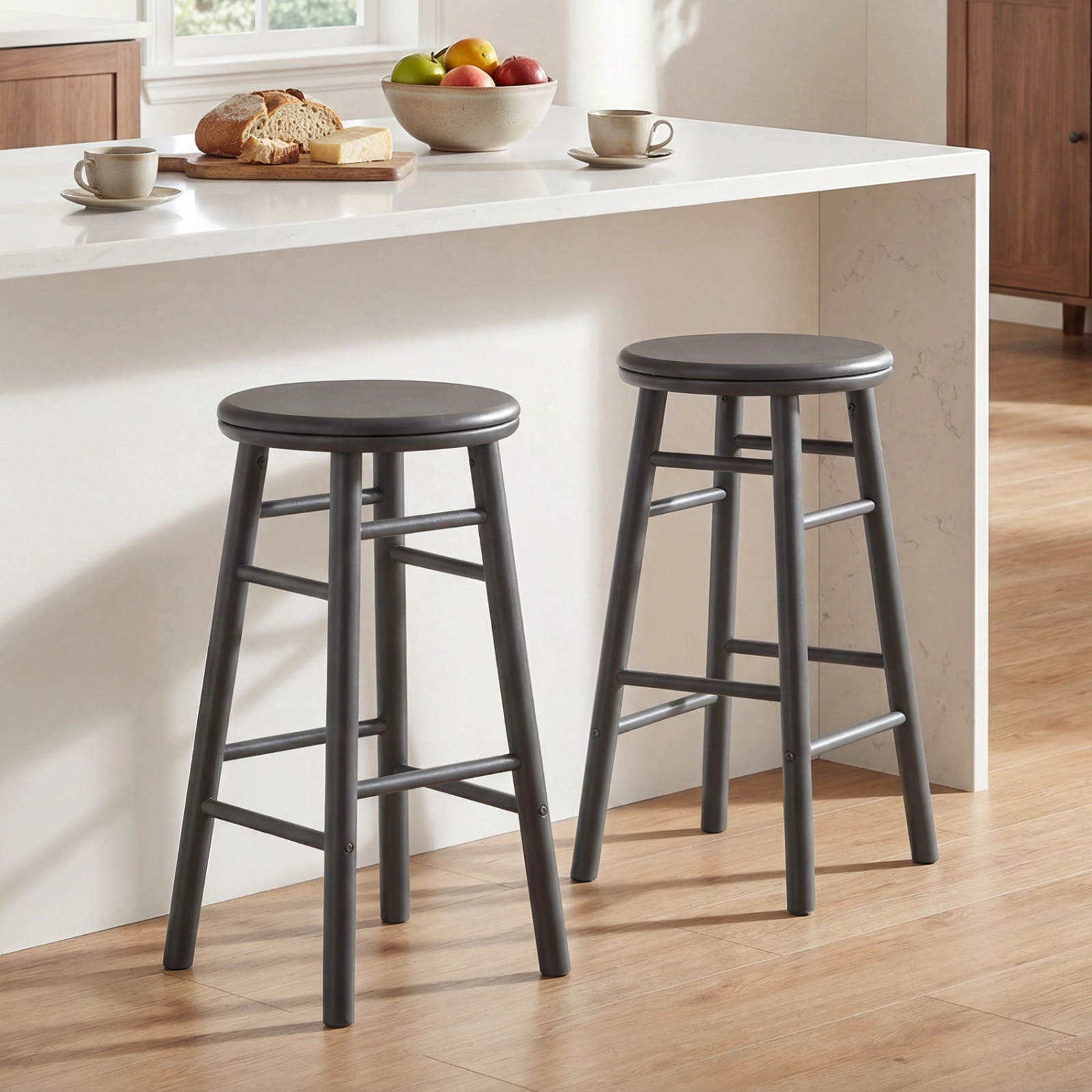 SUGIFT Footrests and Crossbars Set of 2 24 Inch Swivel Bar Stool