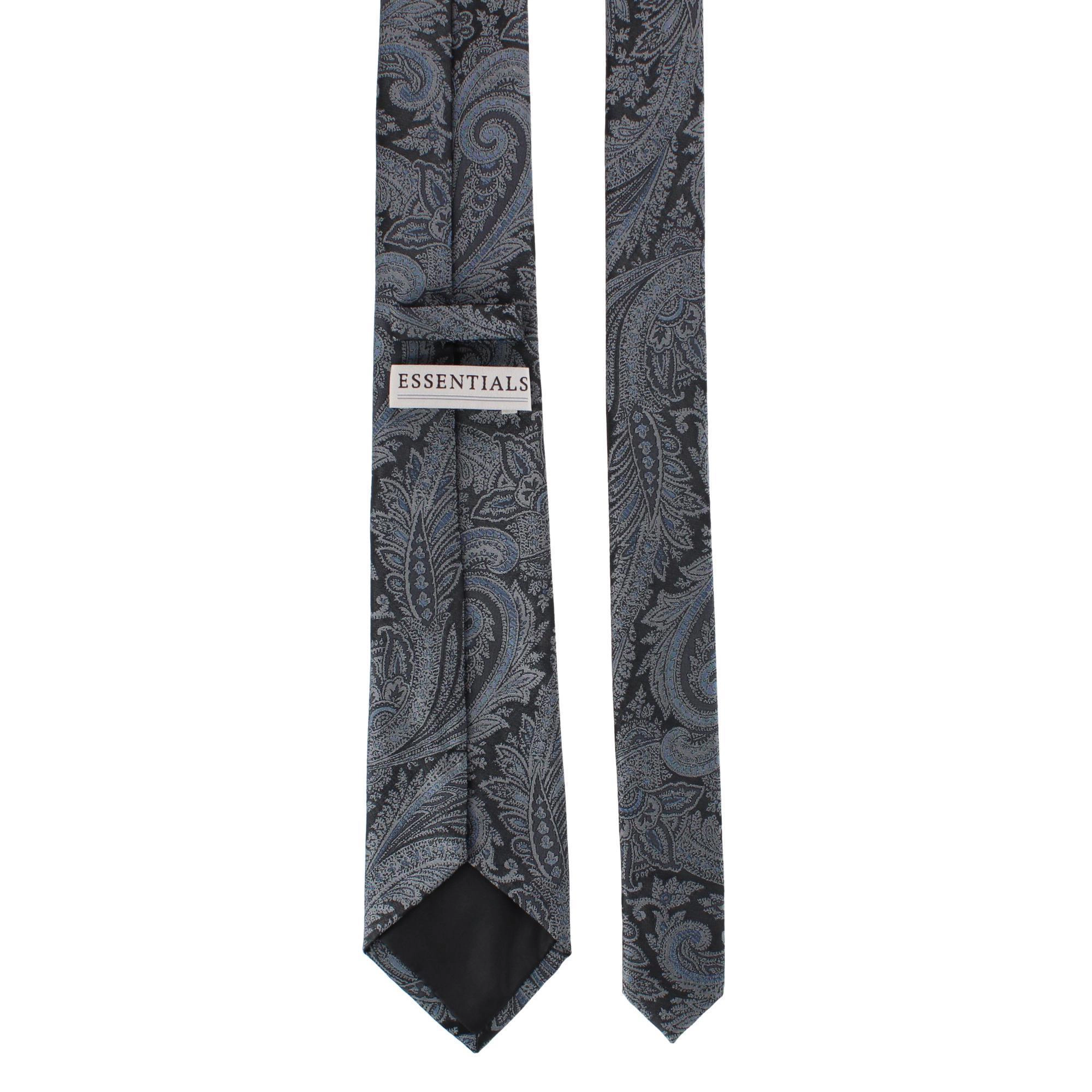Essentials by Trafalgar Paisley Patterned Necktie and Solid Pocket Square Set