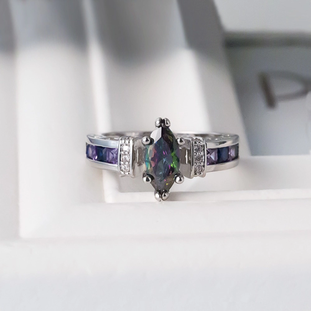 Women Engagement Rings Fashion Jewelry 925 Sterling Silver Plated Simulated Topaz Ring