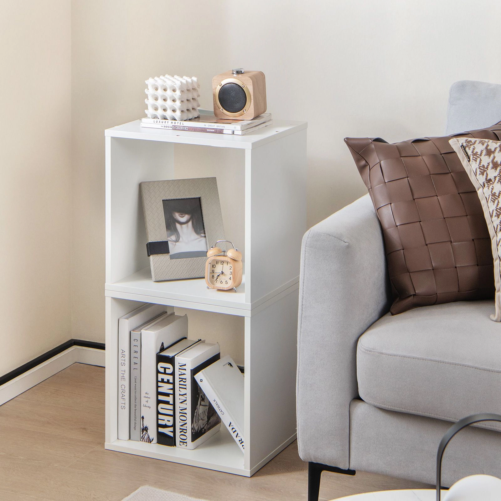 SlickBlue Set of 2 Modular Wooden Cube Shelving Unit for Books & Displays
