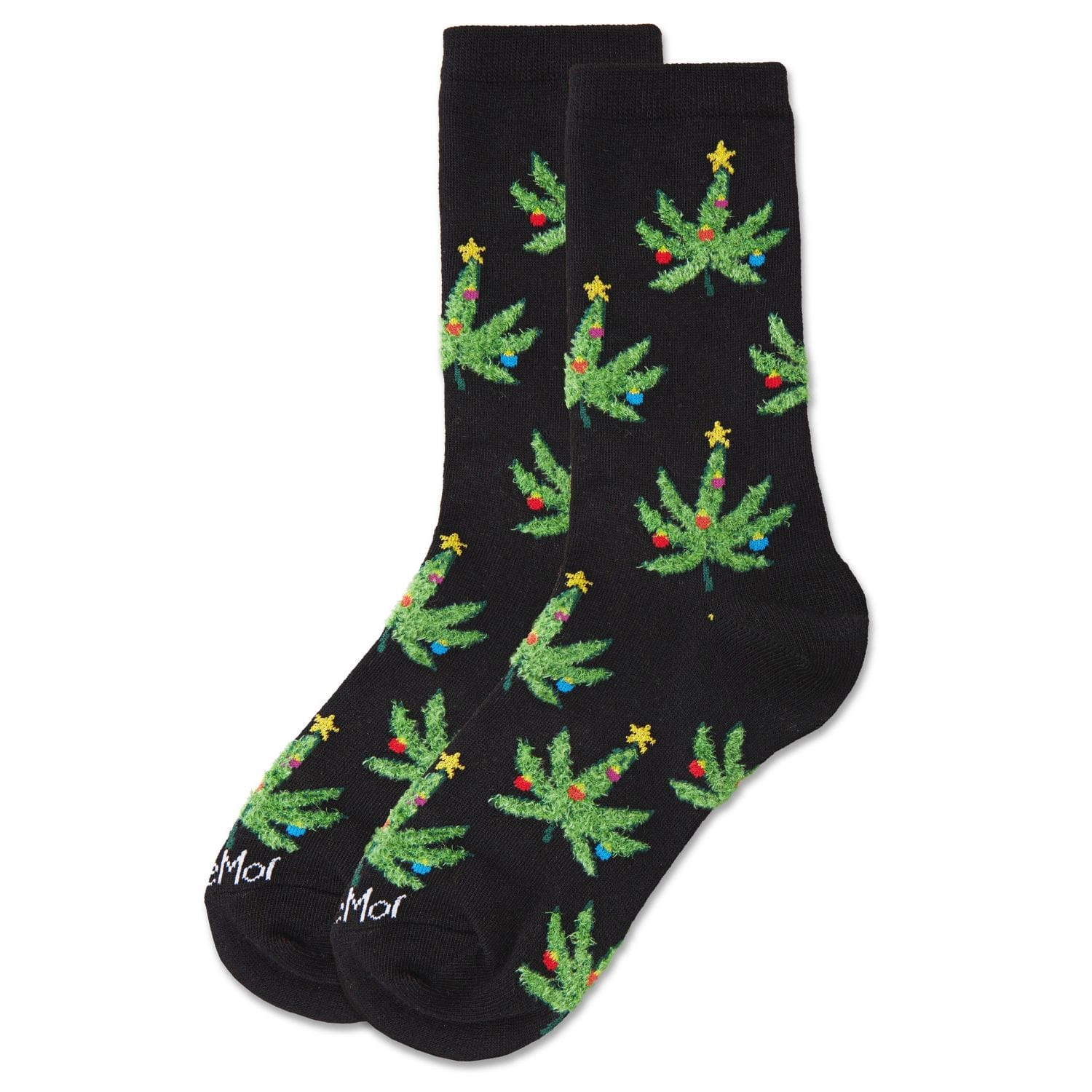 MeMoi Women's Pot Leaf Christmas Trees Holiday Crew Socks