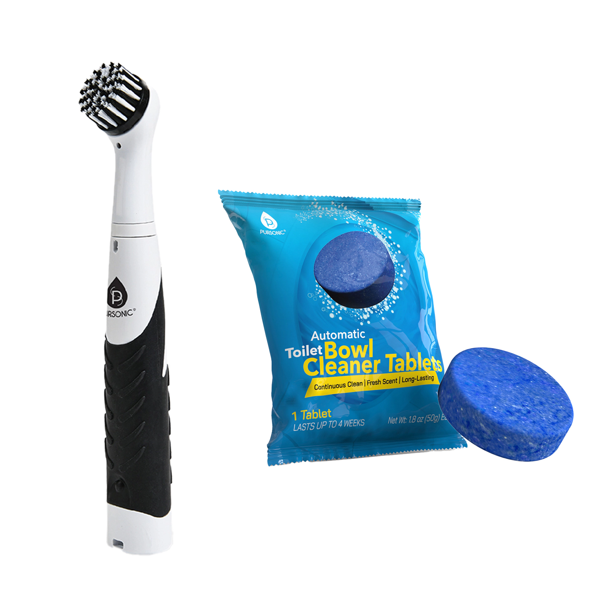 Pursonic Unisex Home Cleaning Bundle with Cordless Power Scrubber Cleaning Brush & Automatic Toilet Bowl Cleaner Tablets