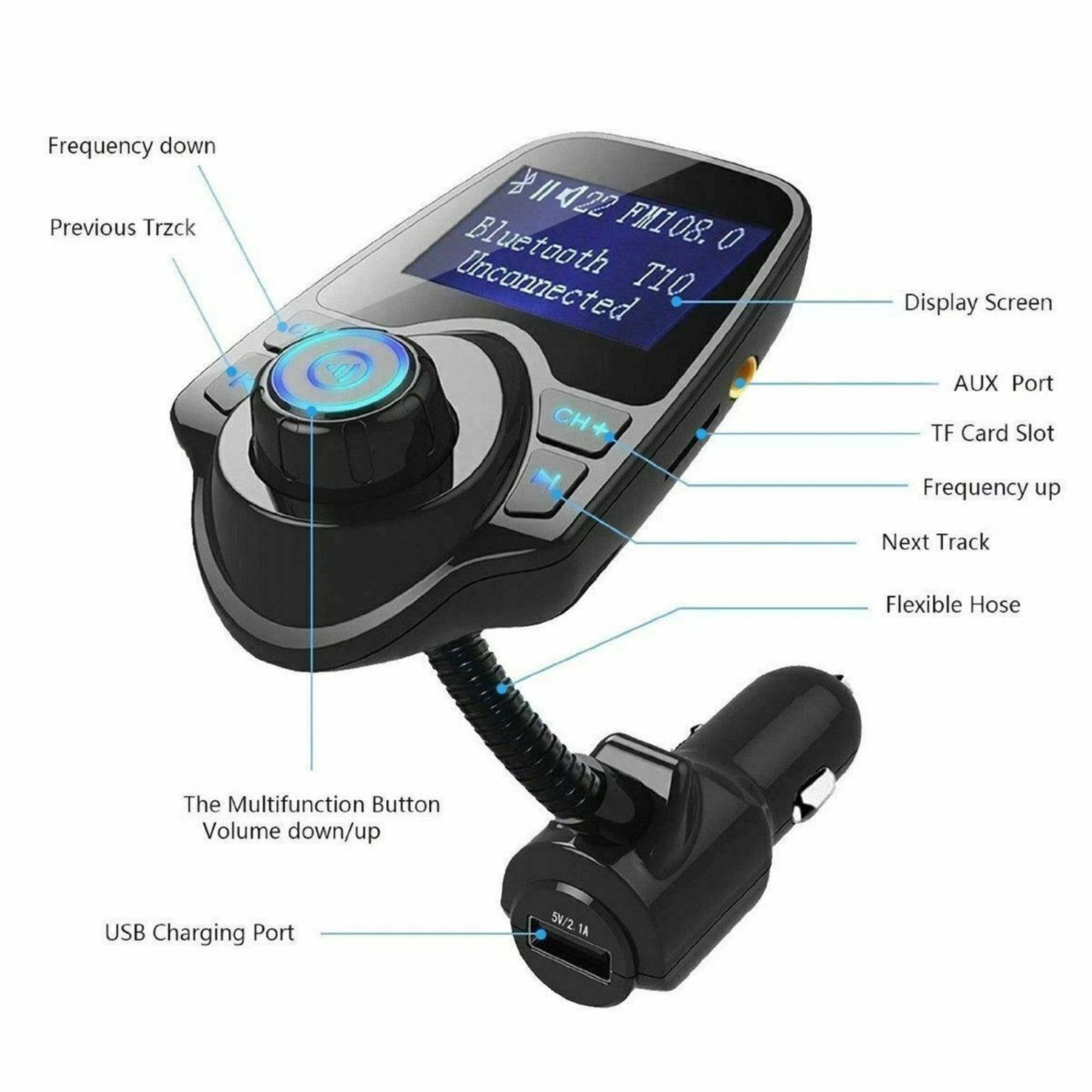 Home Collection Bluetooth Car FM Transmitter MP3 Player with USB Charger