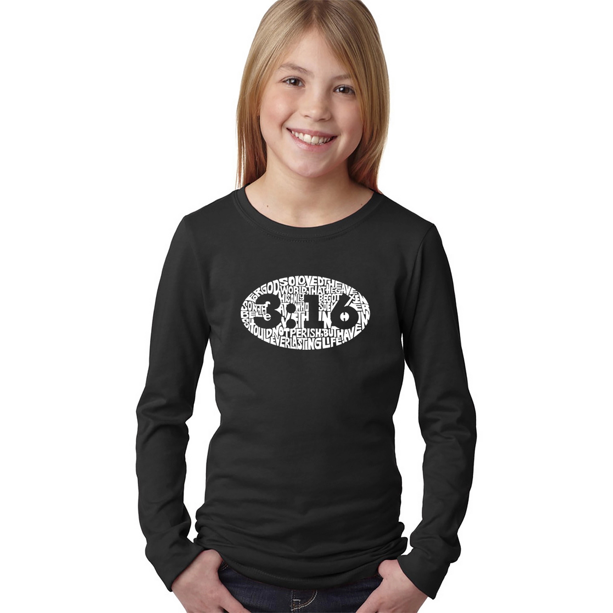 LA Pop Art Girls Long Sleeve Word T-Shirt