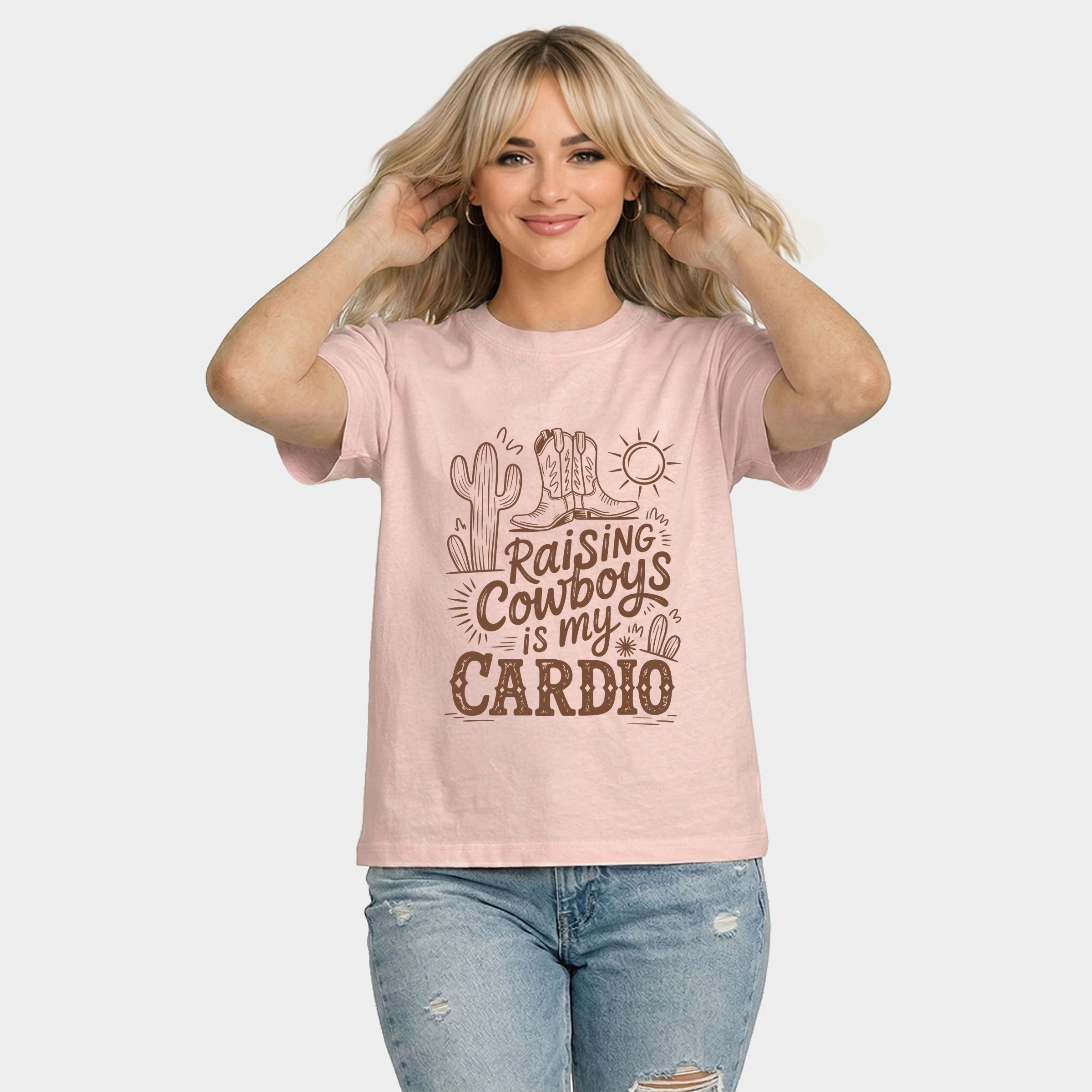 Simply Sage Market - Raising Cowboys Is My Cardio Women's Relaxed Boxy Tee