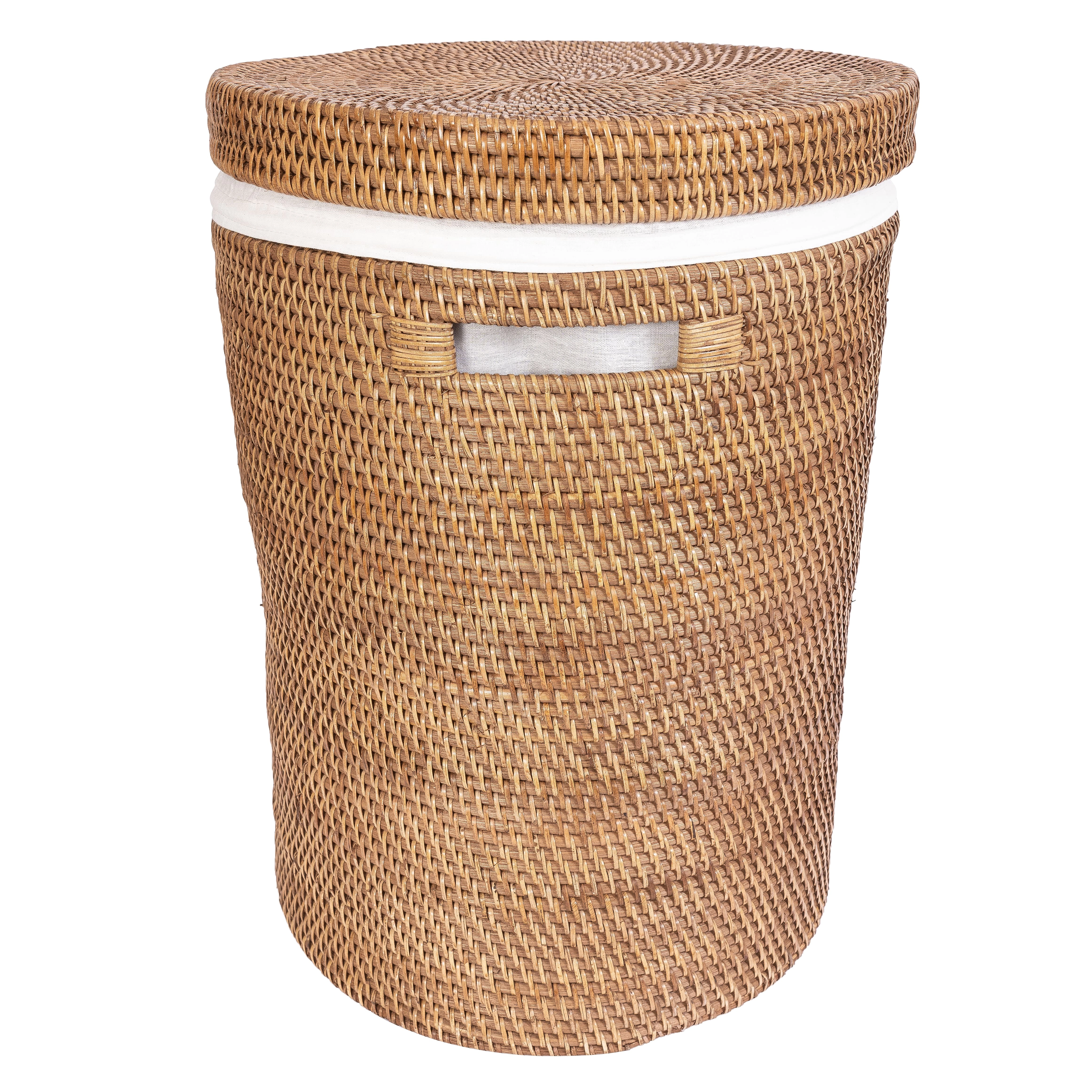 Saboga Home™ Round Hamper with Lid and Cotton Liner