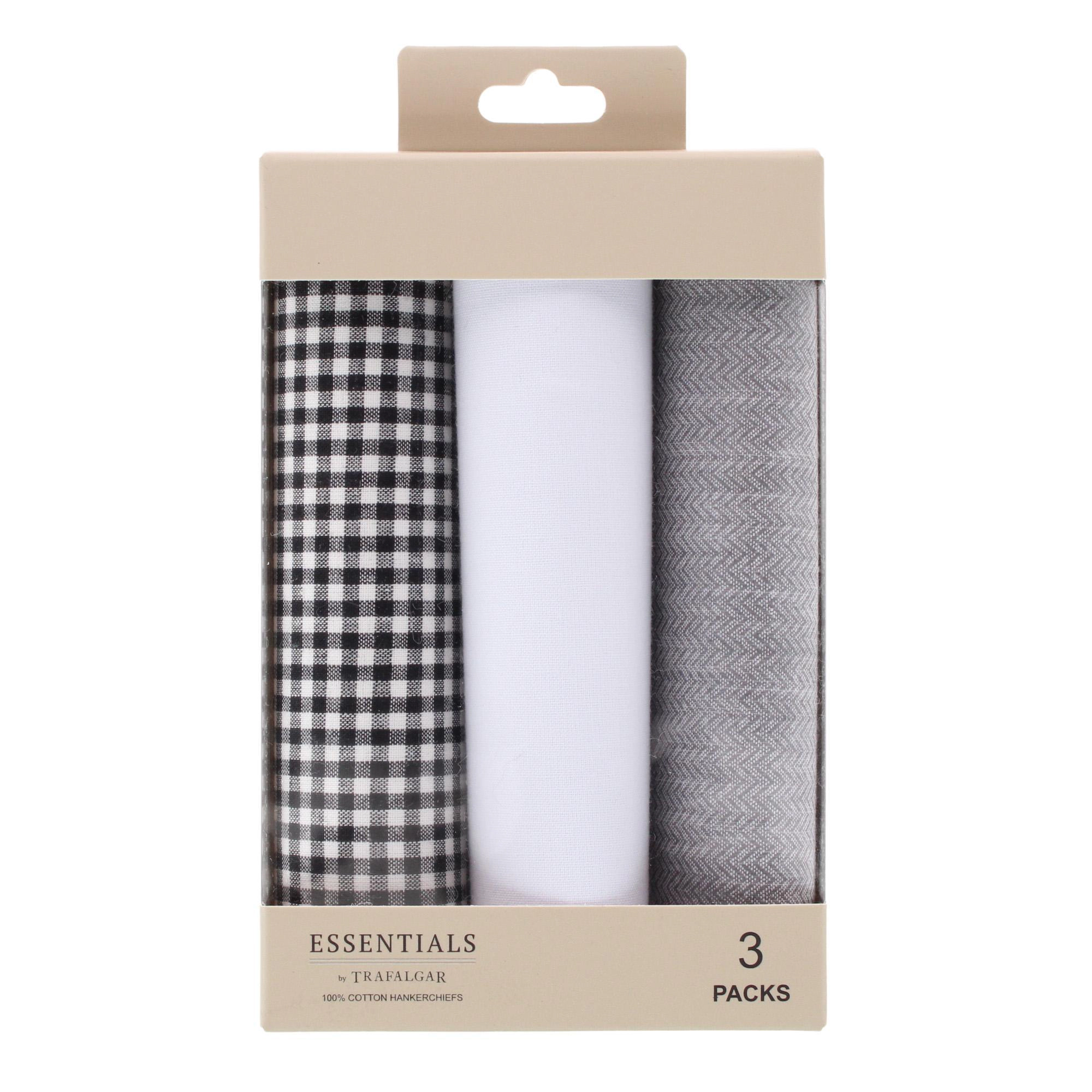 Essentials by Trafalgar Traditional Herringbone and Check Dark Handkerchiefs