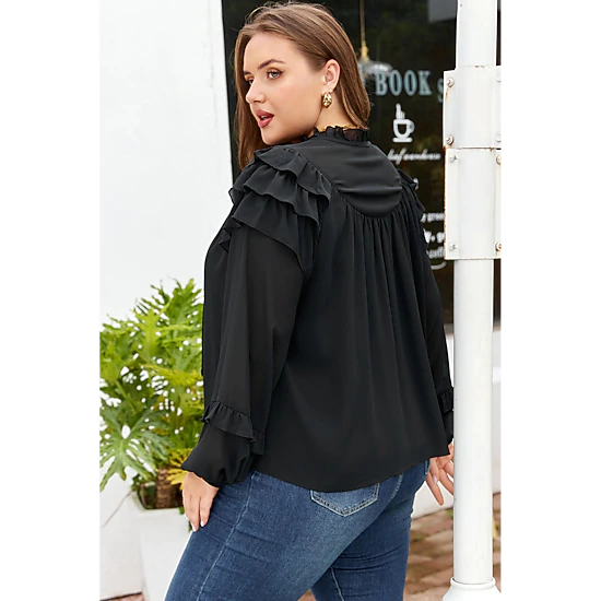 Threaded Pear Women's Jaycee Sleeve Chiffon Elegant PLUS Shirt