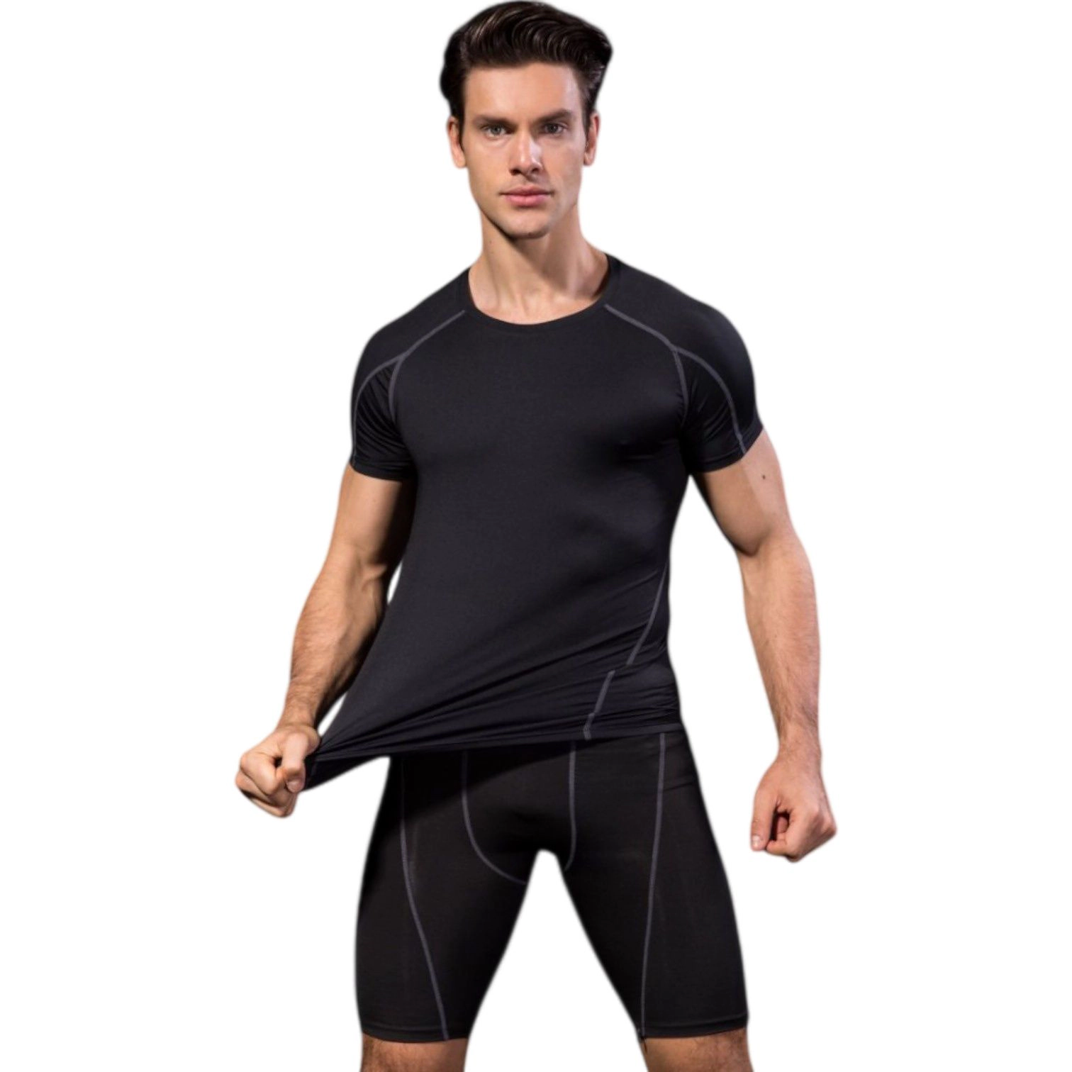 Anna-Kaci Men's Compression Short Sleeve Athletic T-Shirt with Moisture-Wicking Stretch Fabric for Training and Workouts
