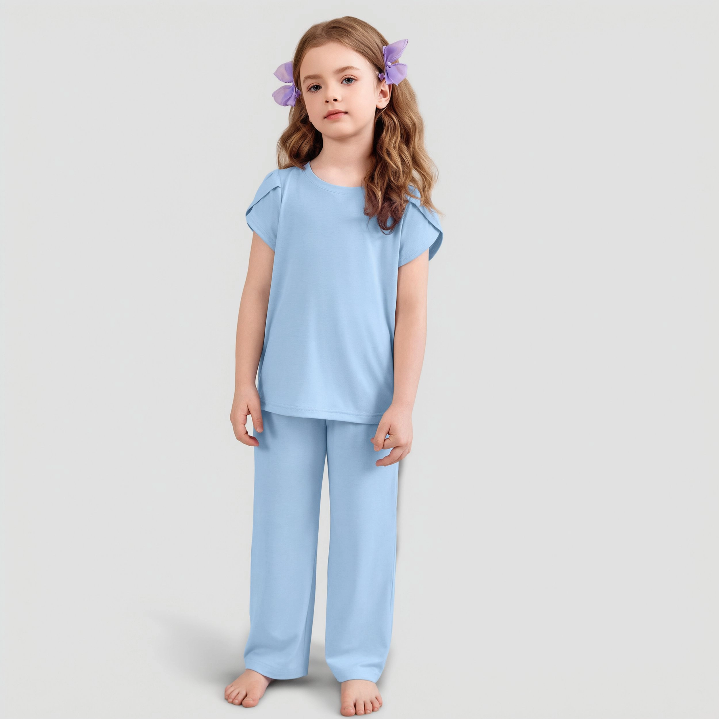 Arshiner Pajamas For Girls Short Sleeve Long Pants Cute Soft Sleepwear Lounge Sets