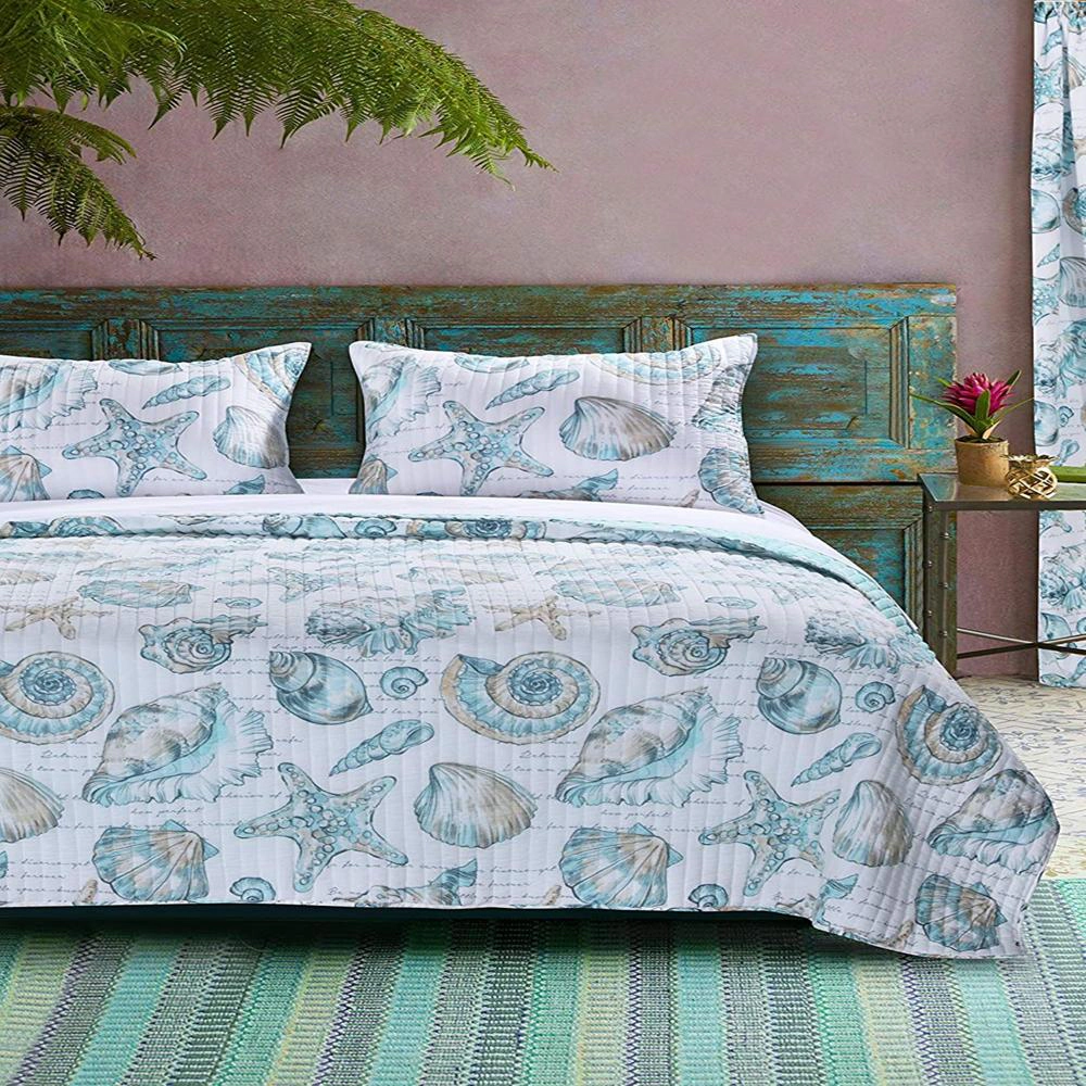Barefoot Bungalow Oversized 100% Microfiber Polyester Cruz Reversible Quilt And Pillow Sham Set - King 105x95", Multi